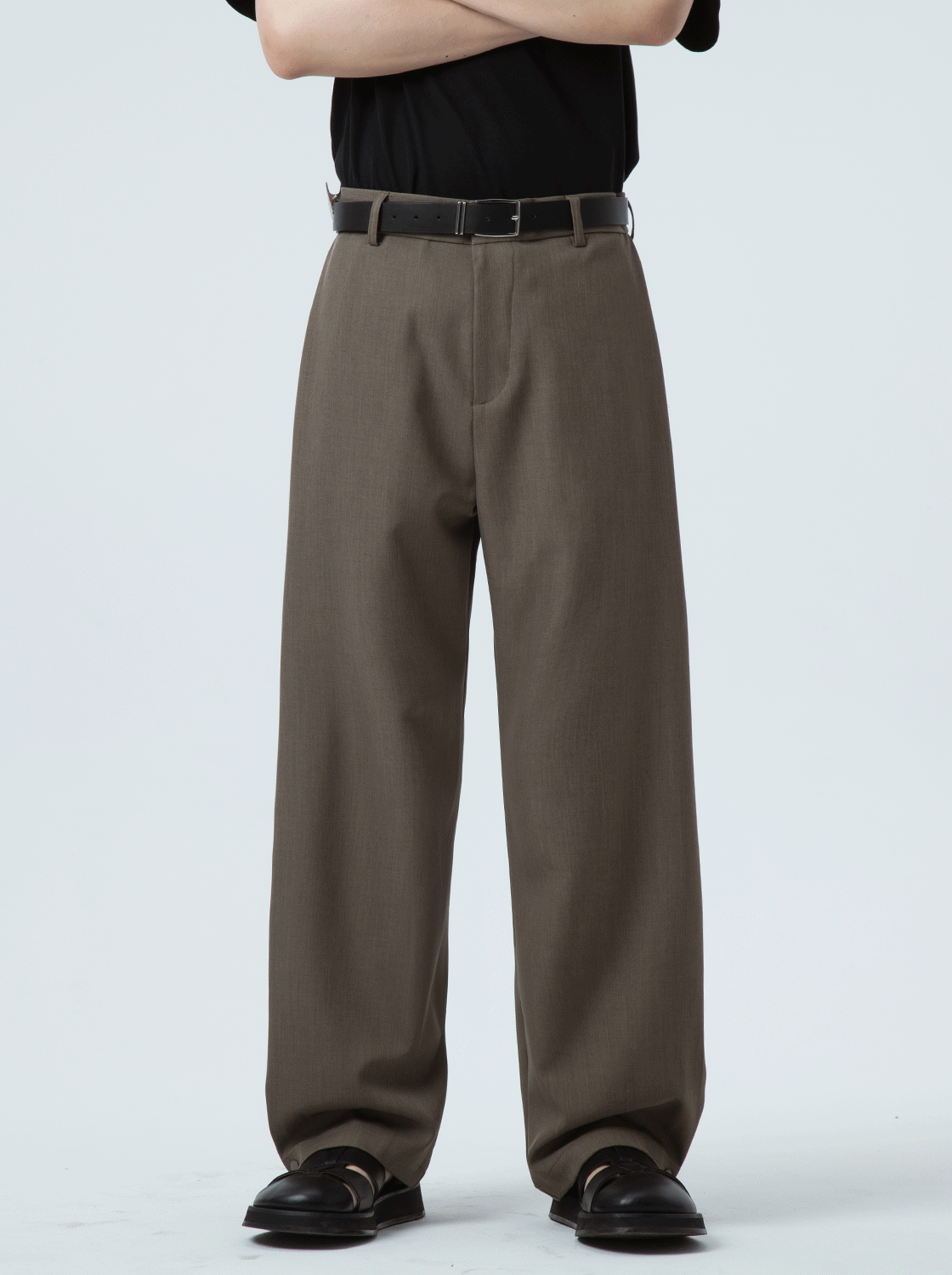 腳口加釦闊腿褲