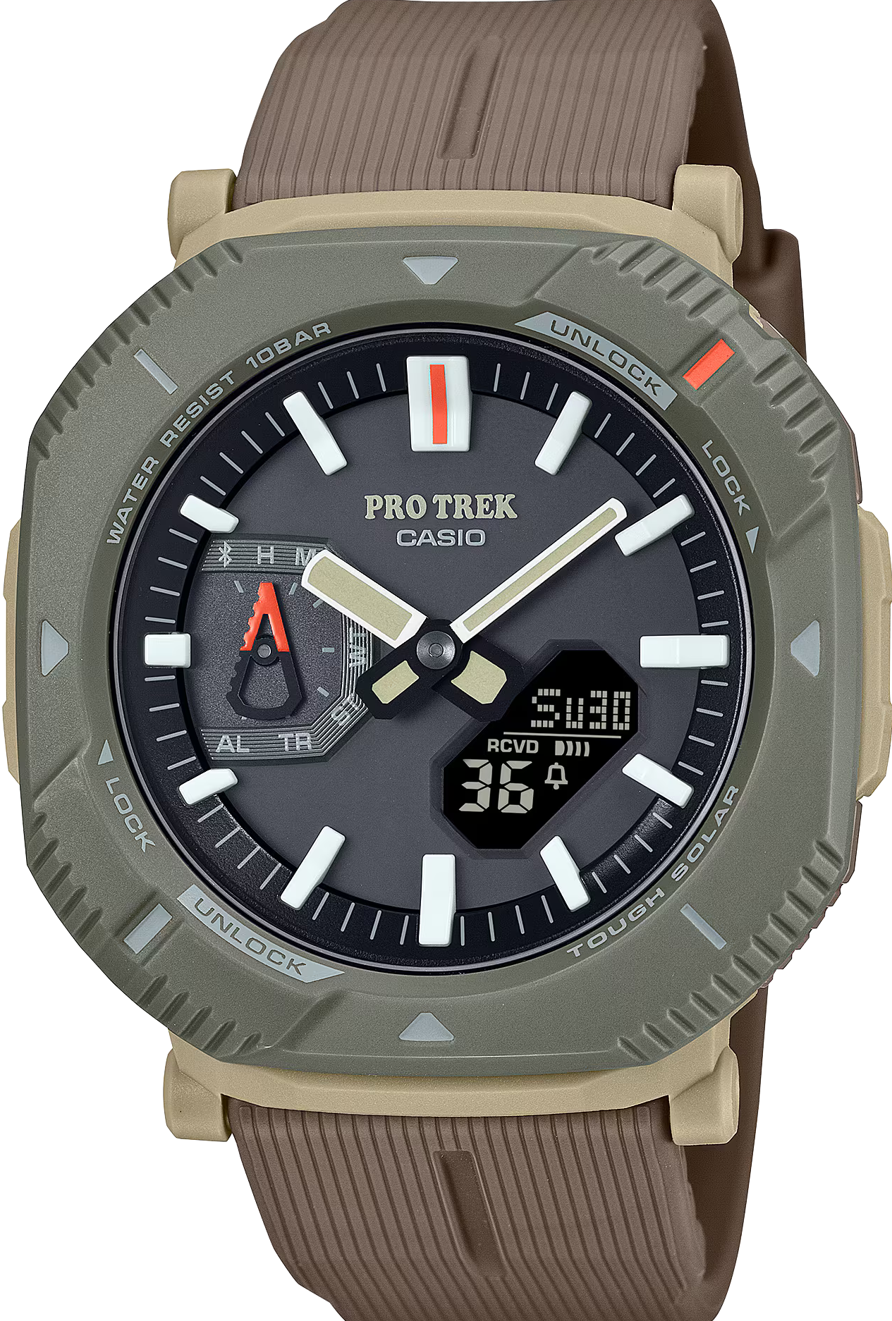 萬年鐘錶 -  CASIO 卡西歐 PROTREK  登山錶  PRJ-B001 系列 太陽能藍芽可轉動錶框登山電子錶  PRJ-b001-5  錶徑 : 46mm