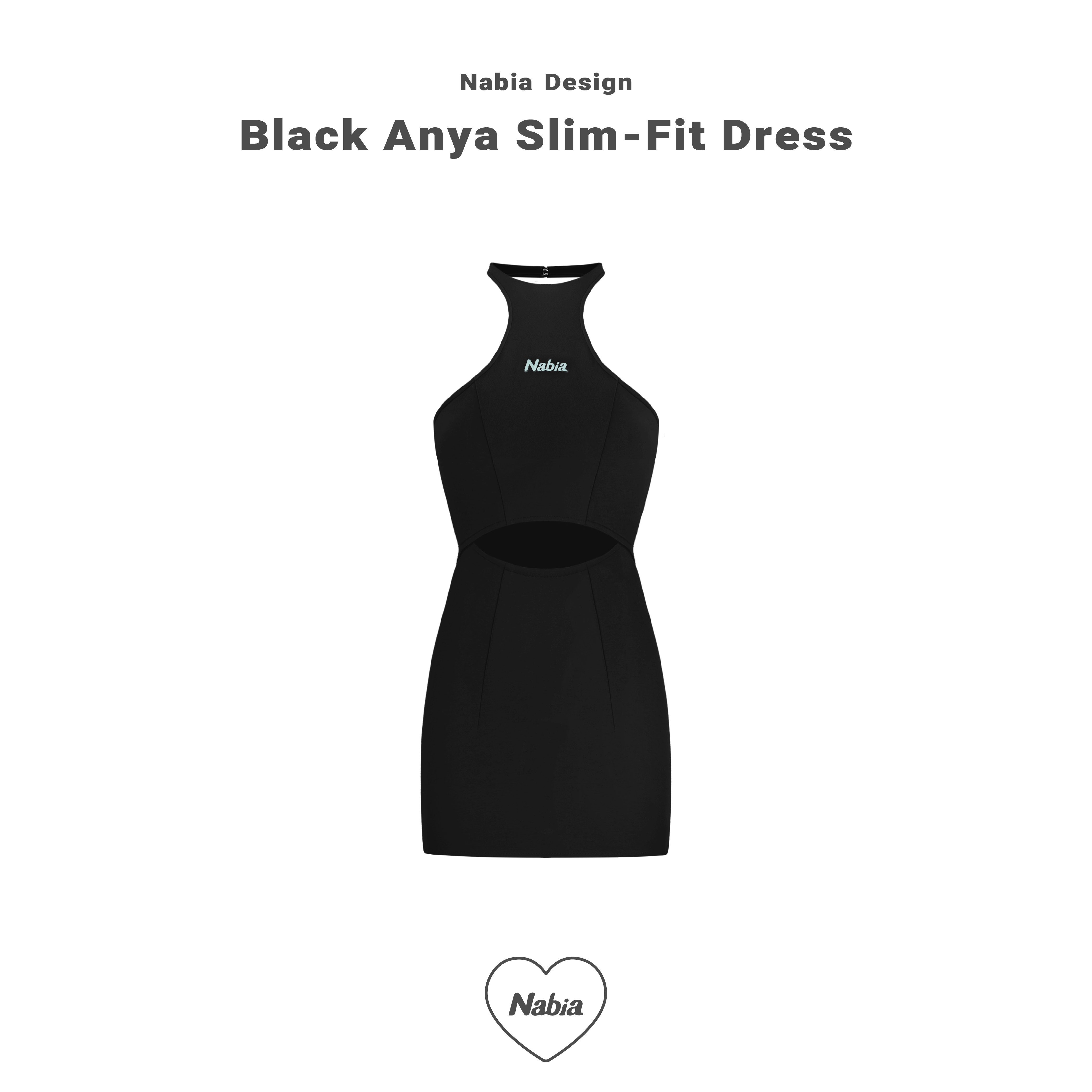 鏤空修身小洋裝 - 黑