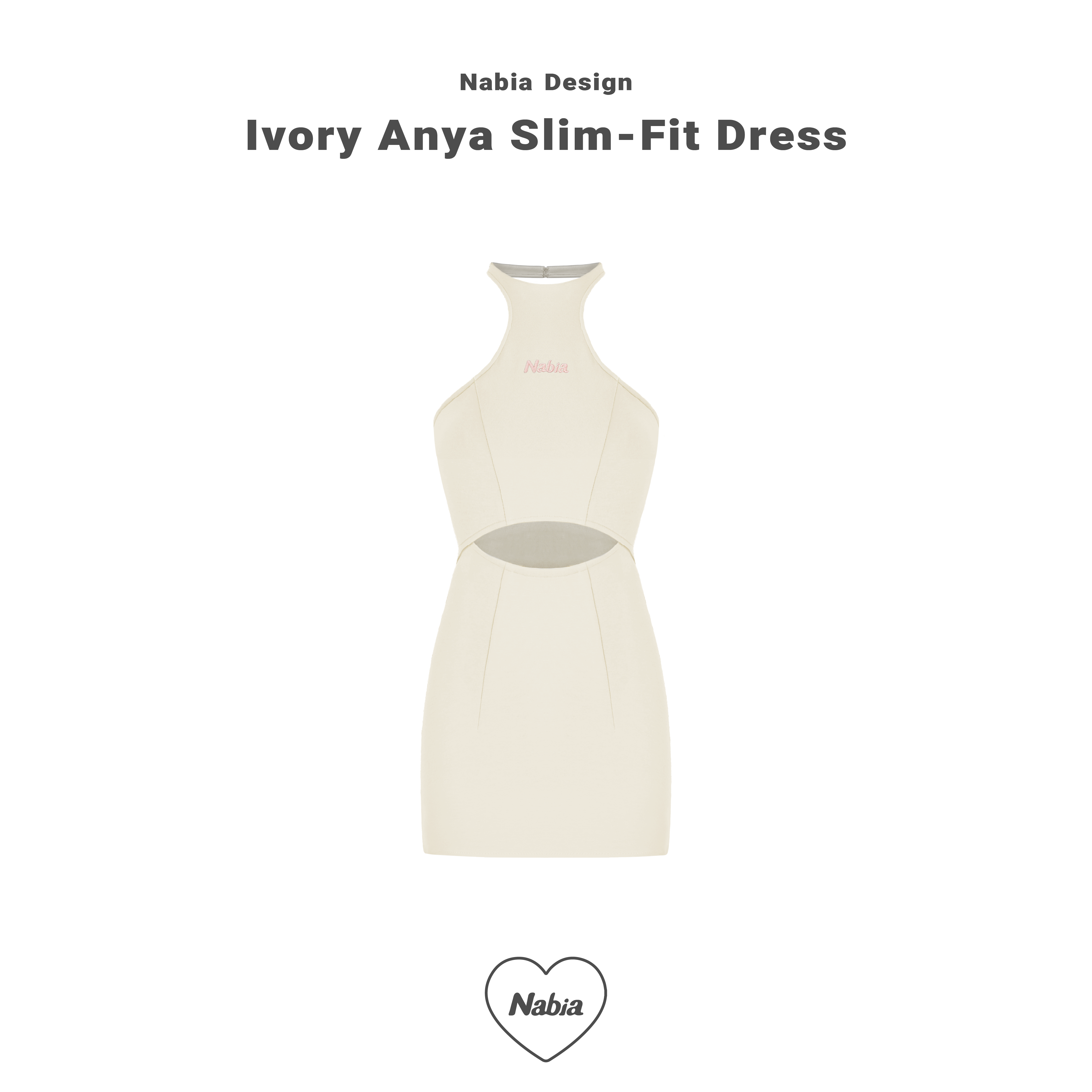 鏤空修身小洋裝 - 米白