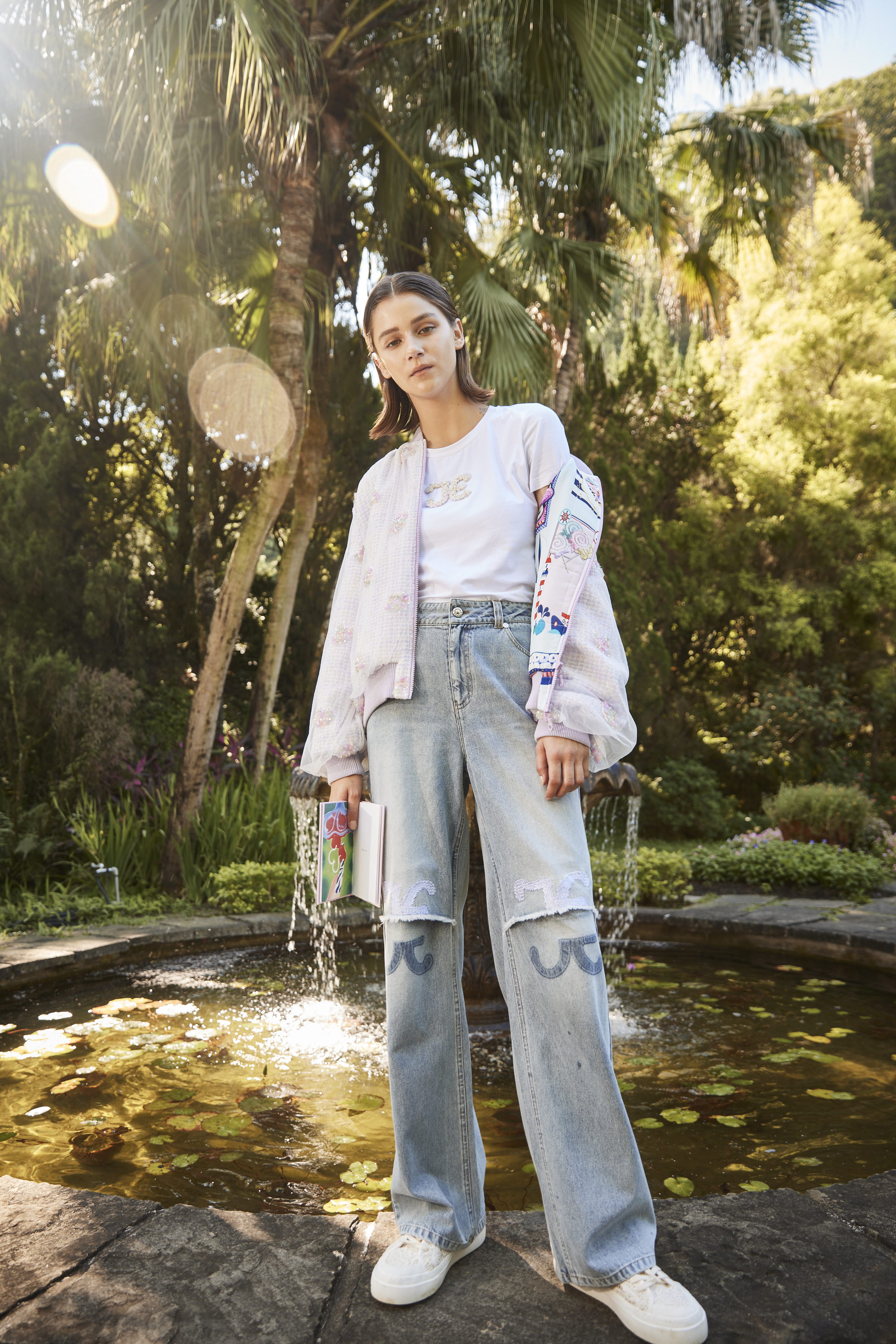 BE10322B1 LOGO刺繡牛仔寬褲