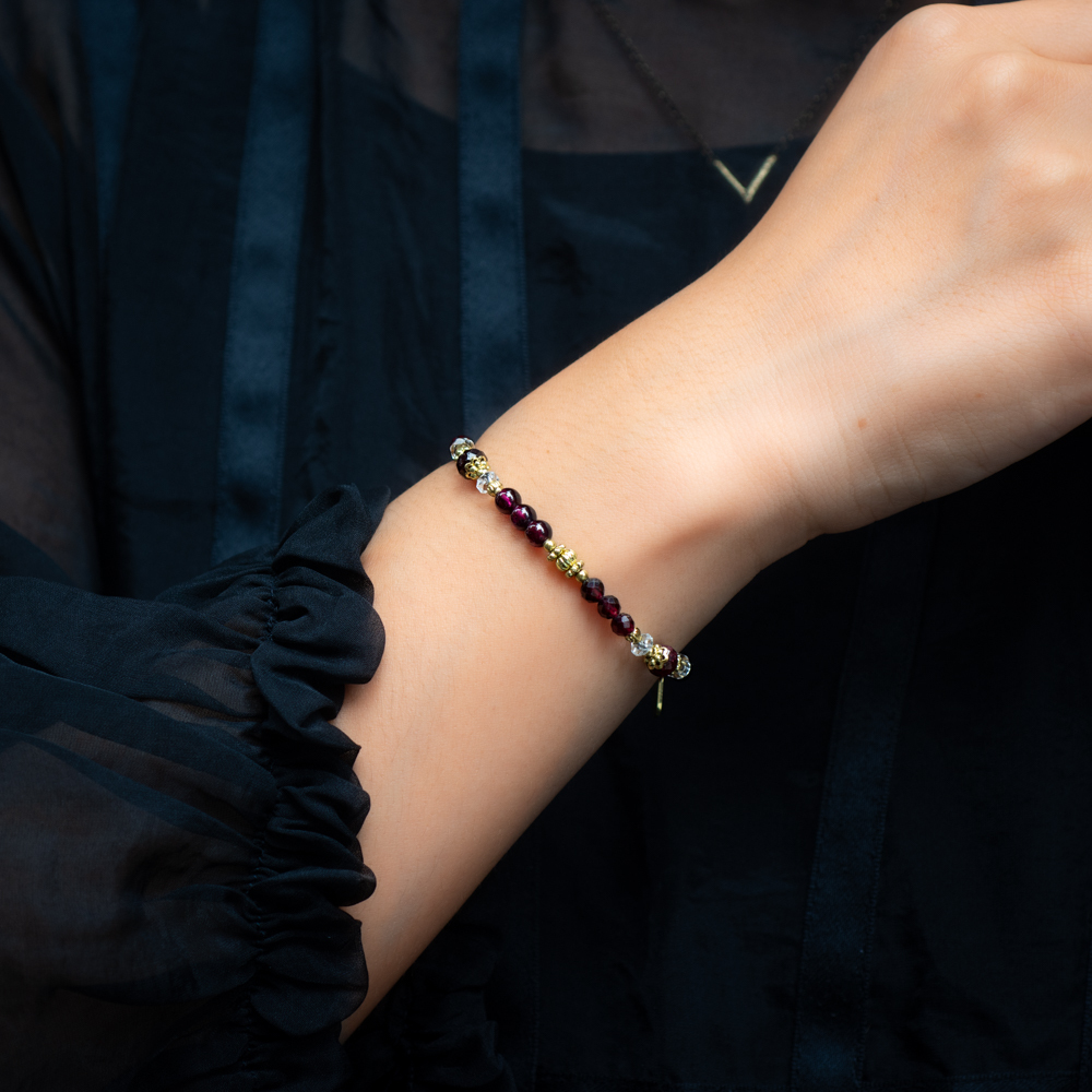 無限的存檔點｜紅石榴合成白水晶手鍊 C1547