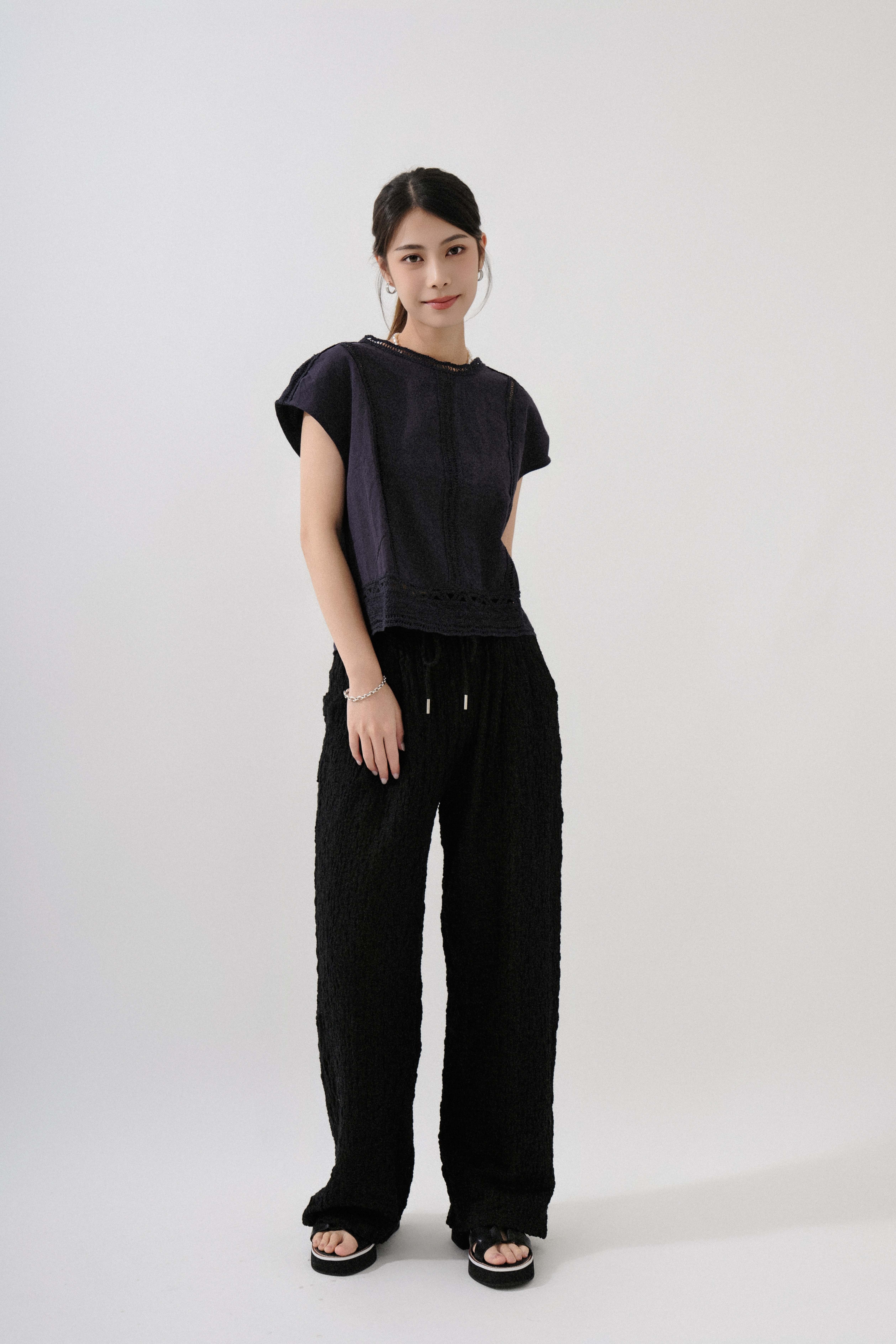 前後著民族花邊棉麻上衣 (現貨款式）