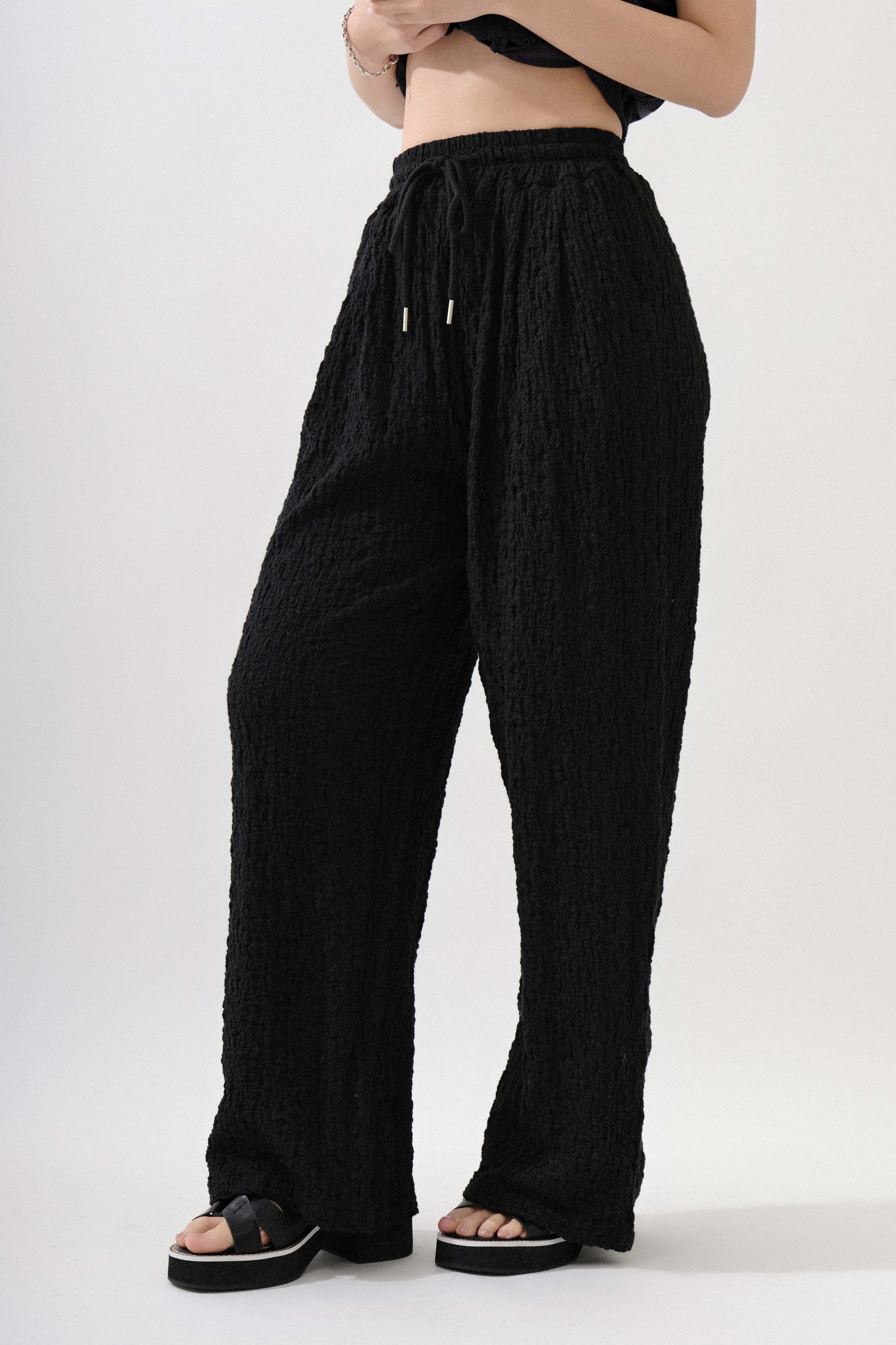 彈性質感布休閒闊褲 (現貨款式）