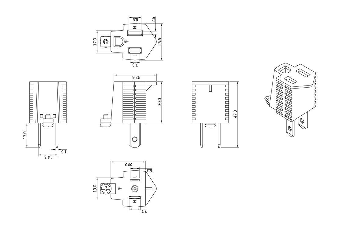 3轉2,插頭,橙色,穩重型,尺寸規格