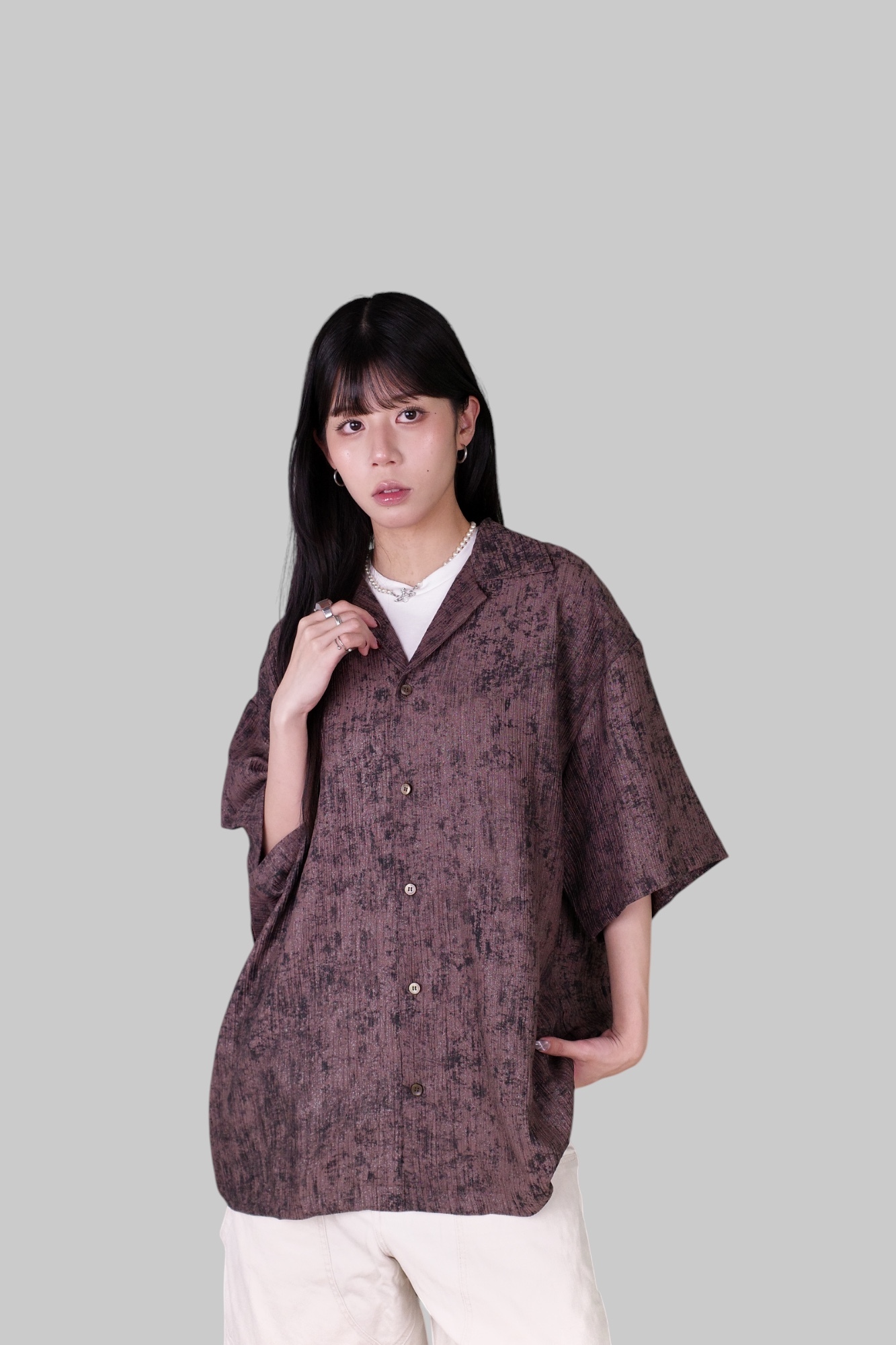 『Always_Good』潑墨 做舊 古巴領 短袖襯衫