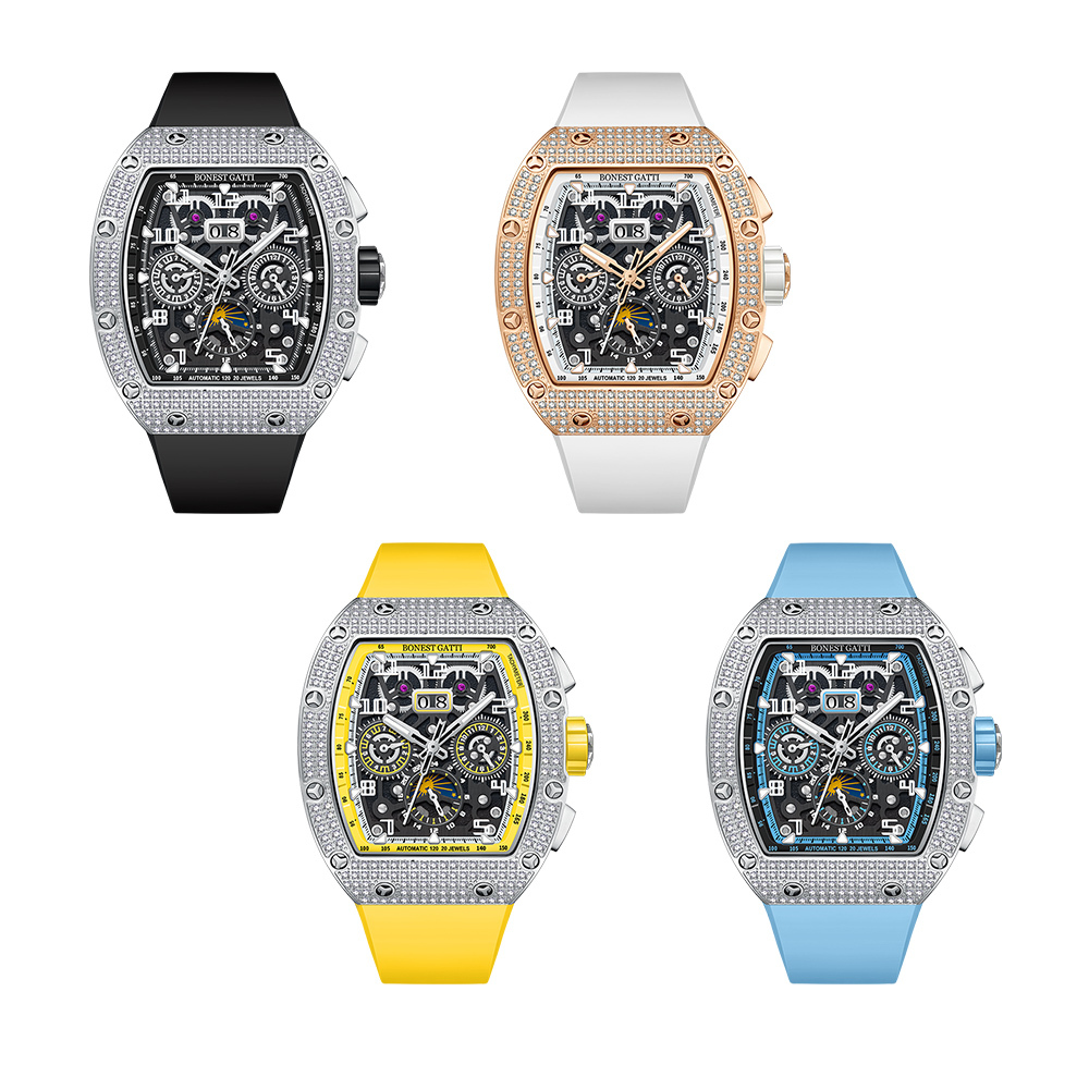 (預購)【Bonest Gatti 布加迪】疾速系列 BG5004 酒桶 三眼 日月星辰 鏤空 夜光 機械錶