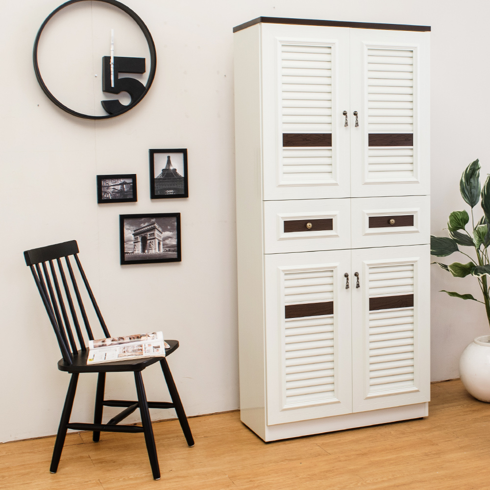 南亞塑鋼-2.7尺四門二抽塑鋼百葉高鞋櫃