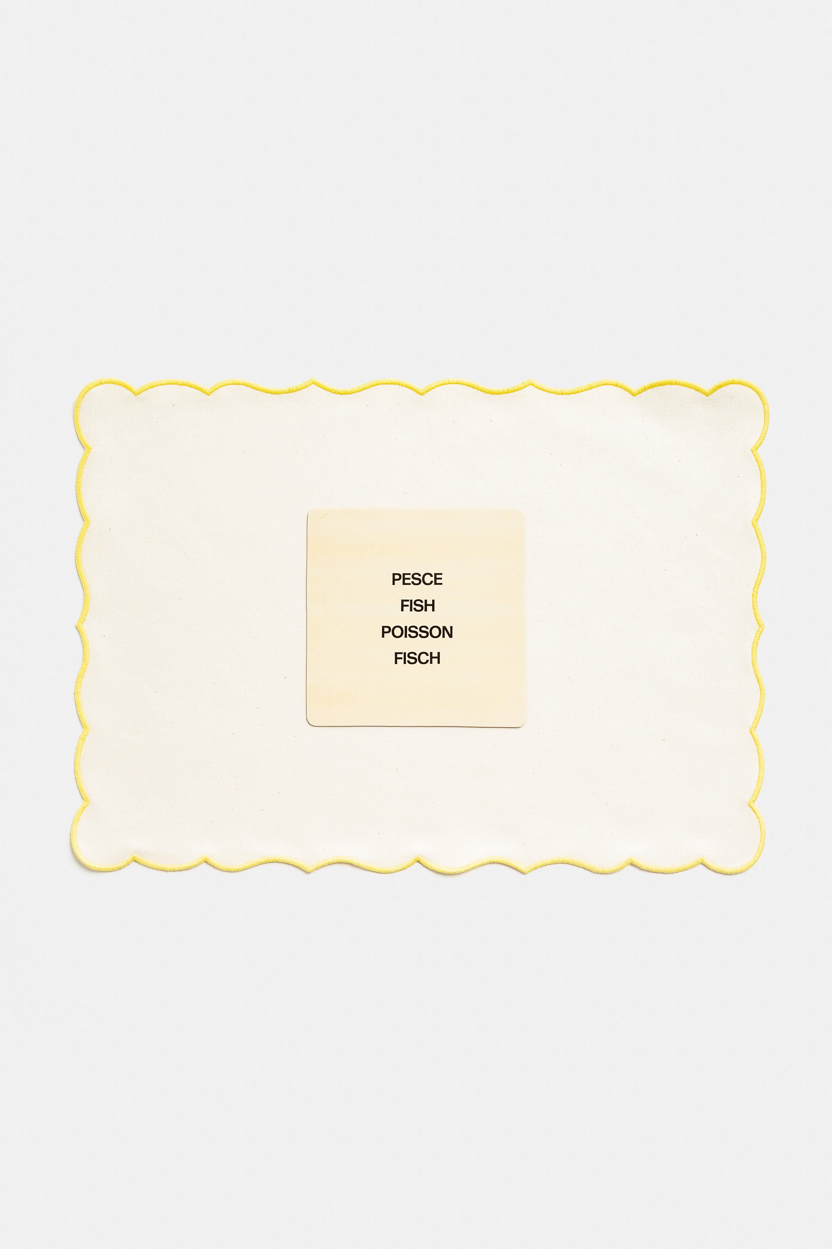 Lido 亞麻餐墊＿白/檸檬黃