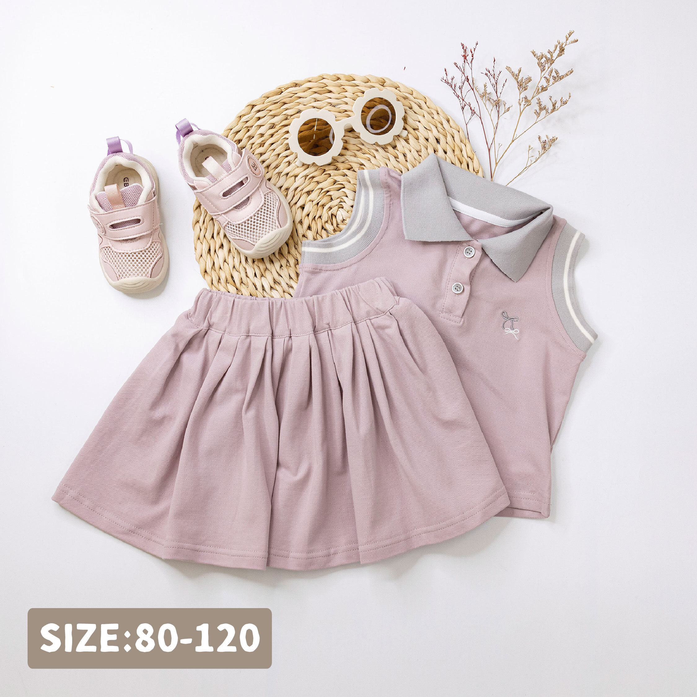 【H50269】學院風蝴蝶結刺繡套裝