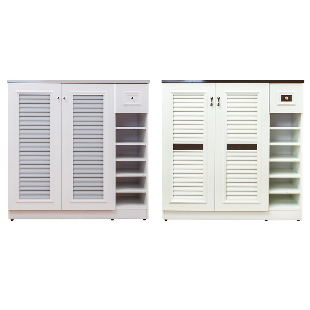 南亞塑鋼-3.5尺二門單抽右開放塑鋼百葉鞋櫃