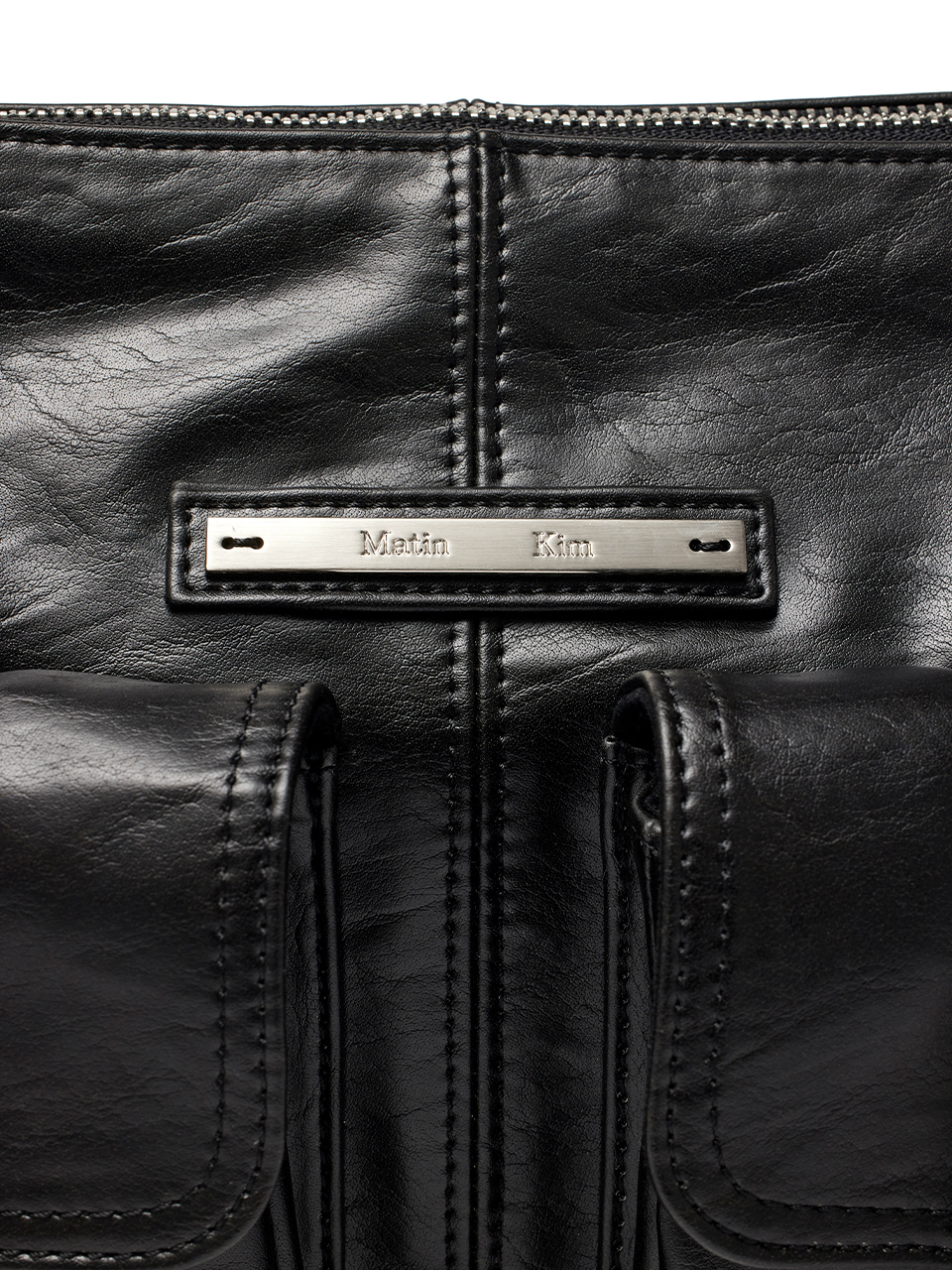 DOUBLE POCKET SHOULDER BAG IN BLACK