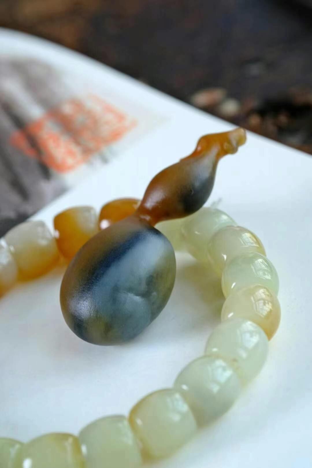 59711 和田玉手鏈+葫蘆