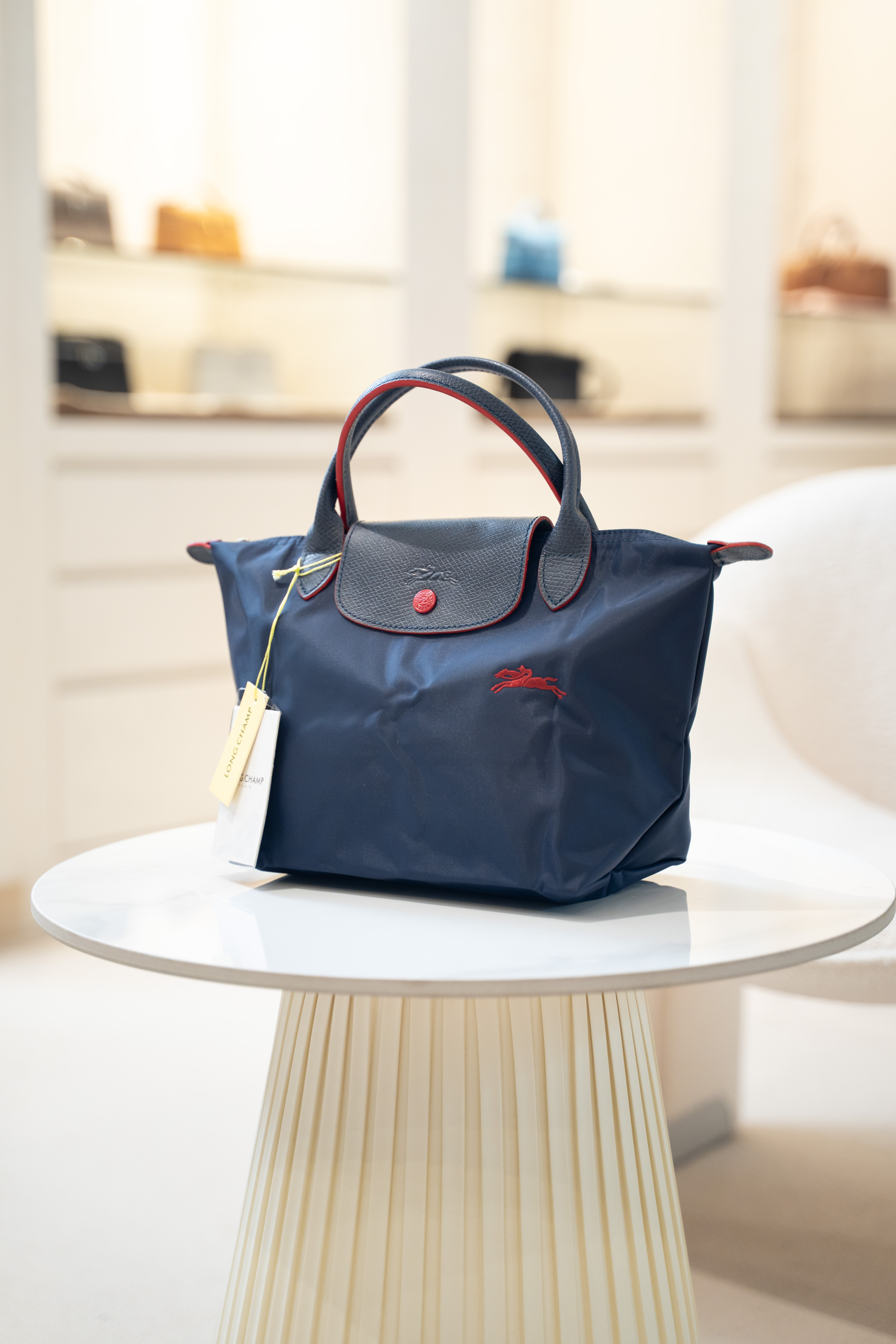 LONGCHAMP Le Pliage Club 23 短柄帆布袋 小號 海軍藍色