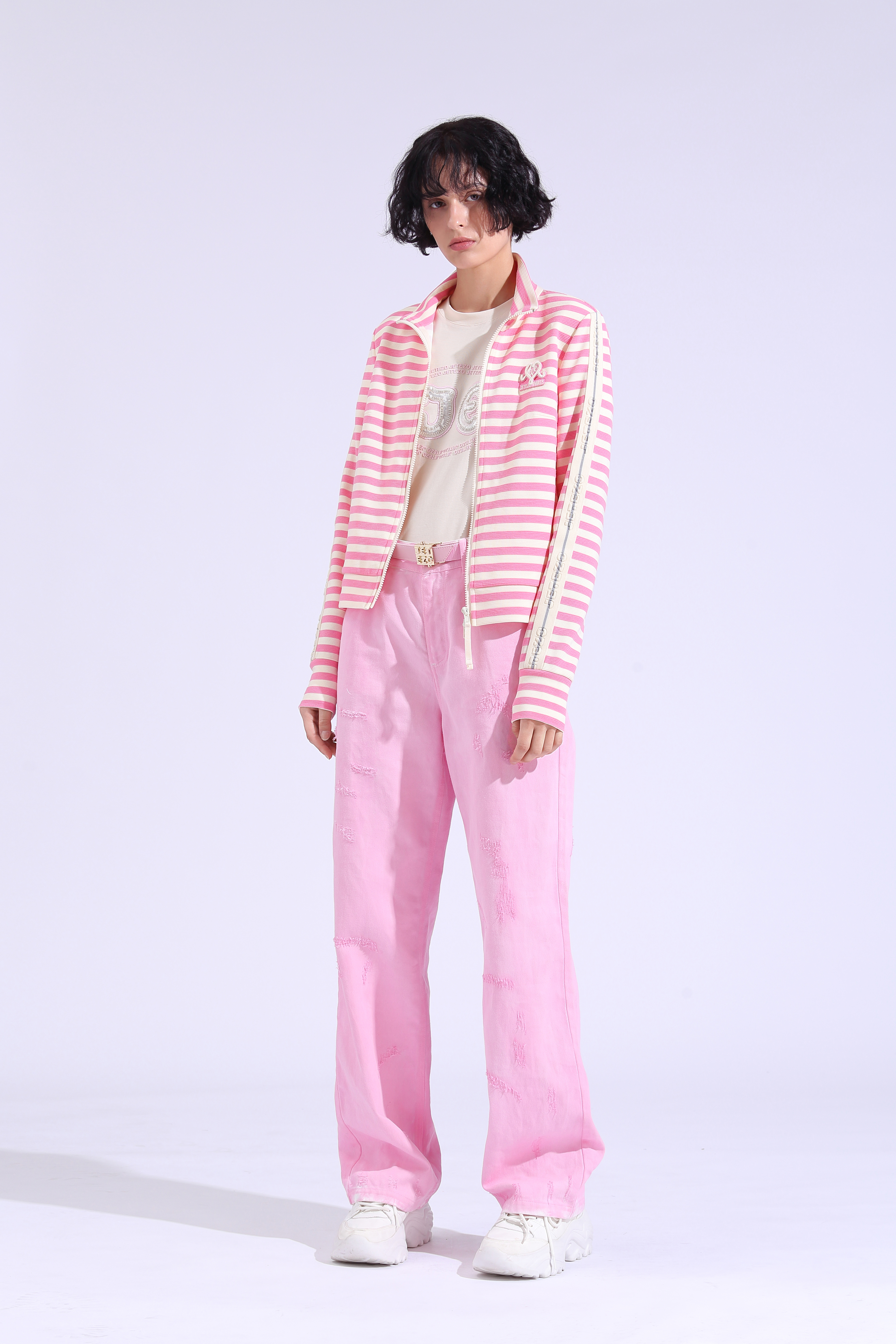 BE10007D2 濱海樂活水手條紋修身運動外套 (2色)