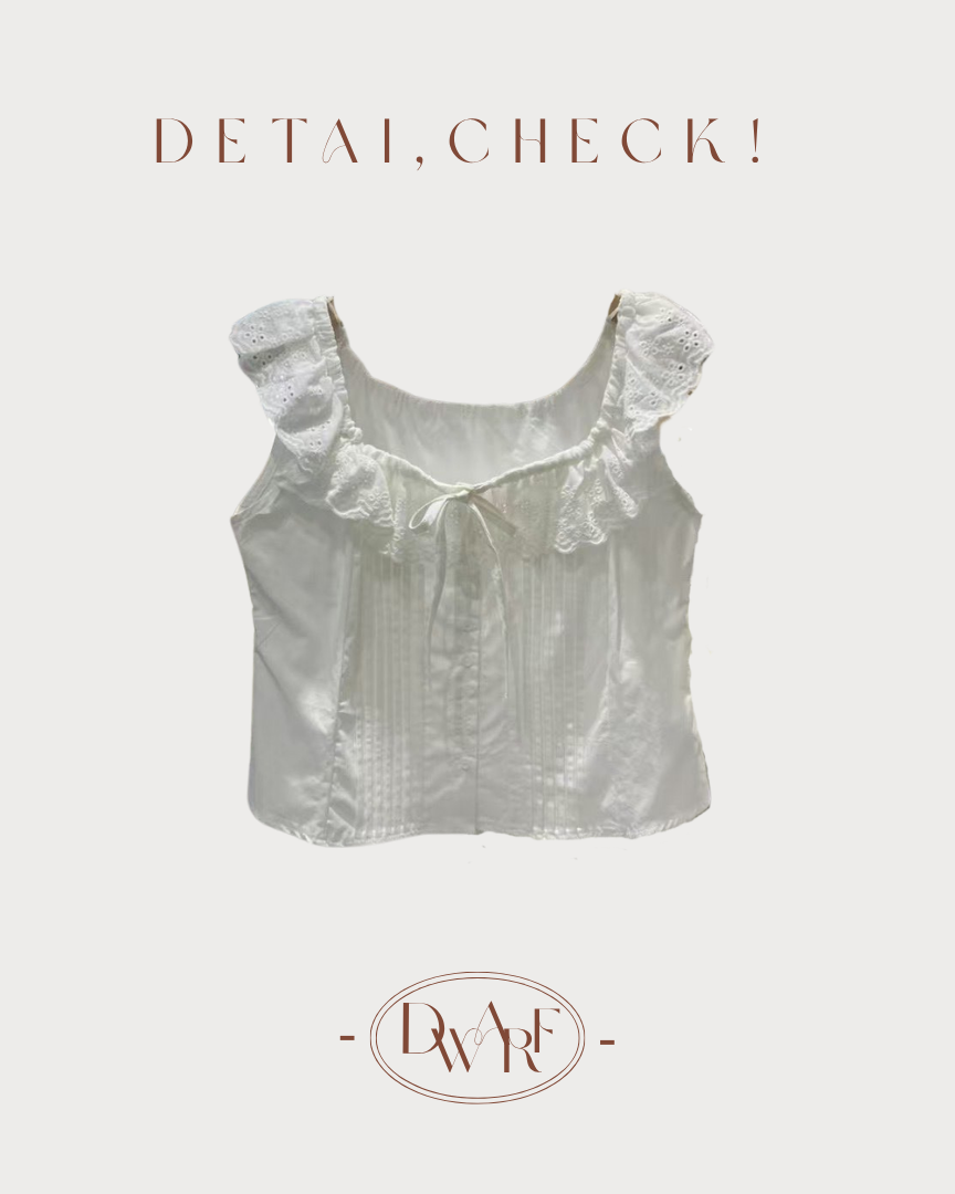 《KR》蕾絲領微修腰綁帶背心