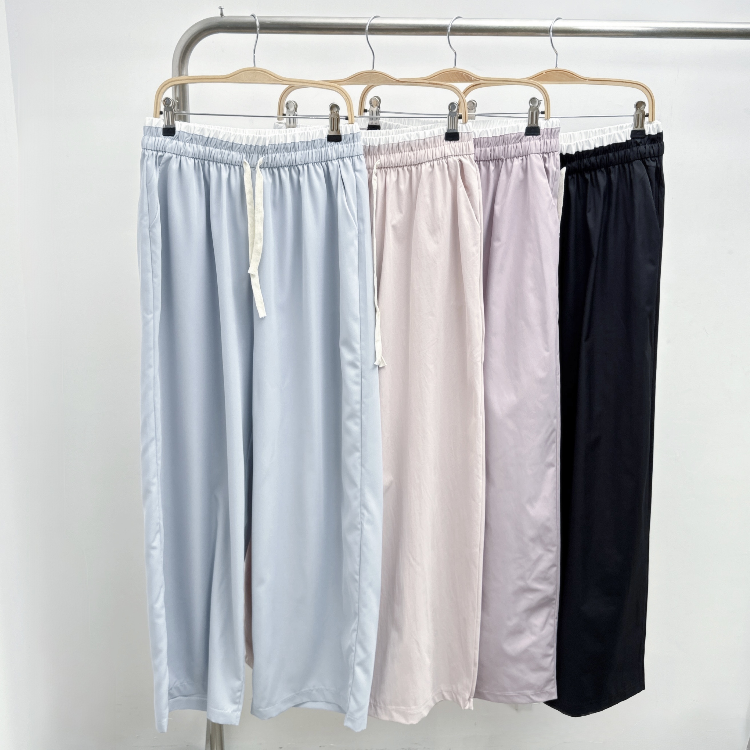 腰位拼色滑梭織綁繩長腿褲 (C20-C23)