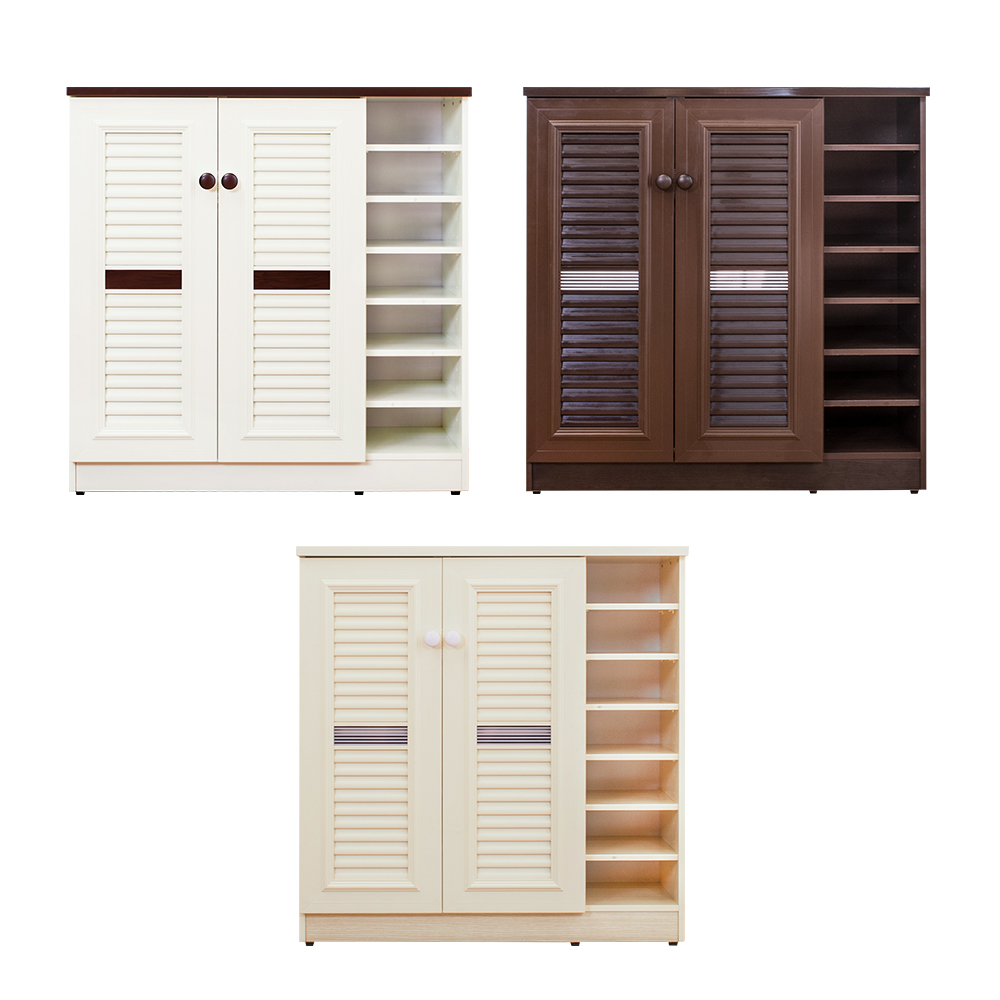 南亞塑鋼-3.3尺二門右開放橫飾條塑鋼百葉鞋櫃