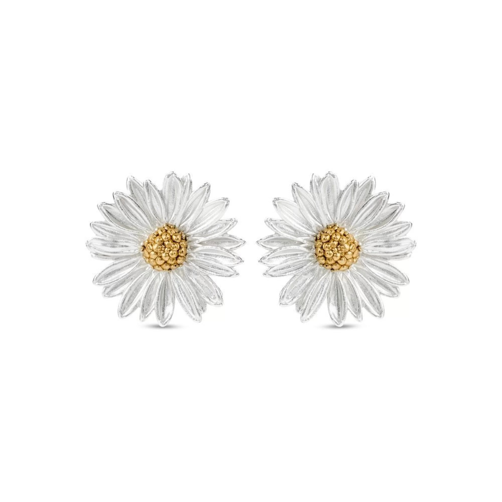 1TA0524-505 THALLO Daisy Field Daisy Earrings Clip-Ons 24K Gold and Sterling Silver #s006b (A-LX-E)