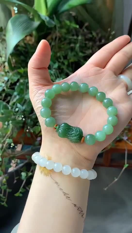 和田玉碧玉百財手串 (10mm直徑),天然和田玉軟玉