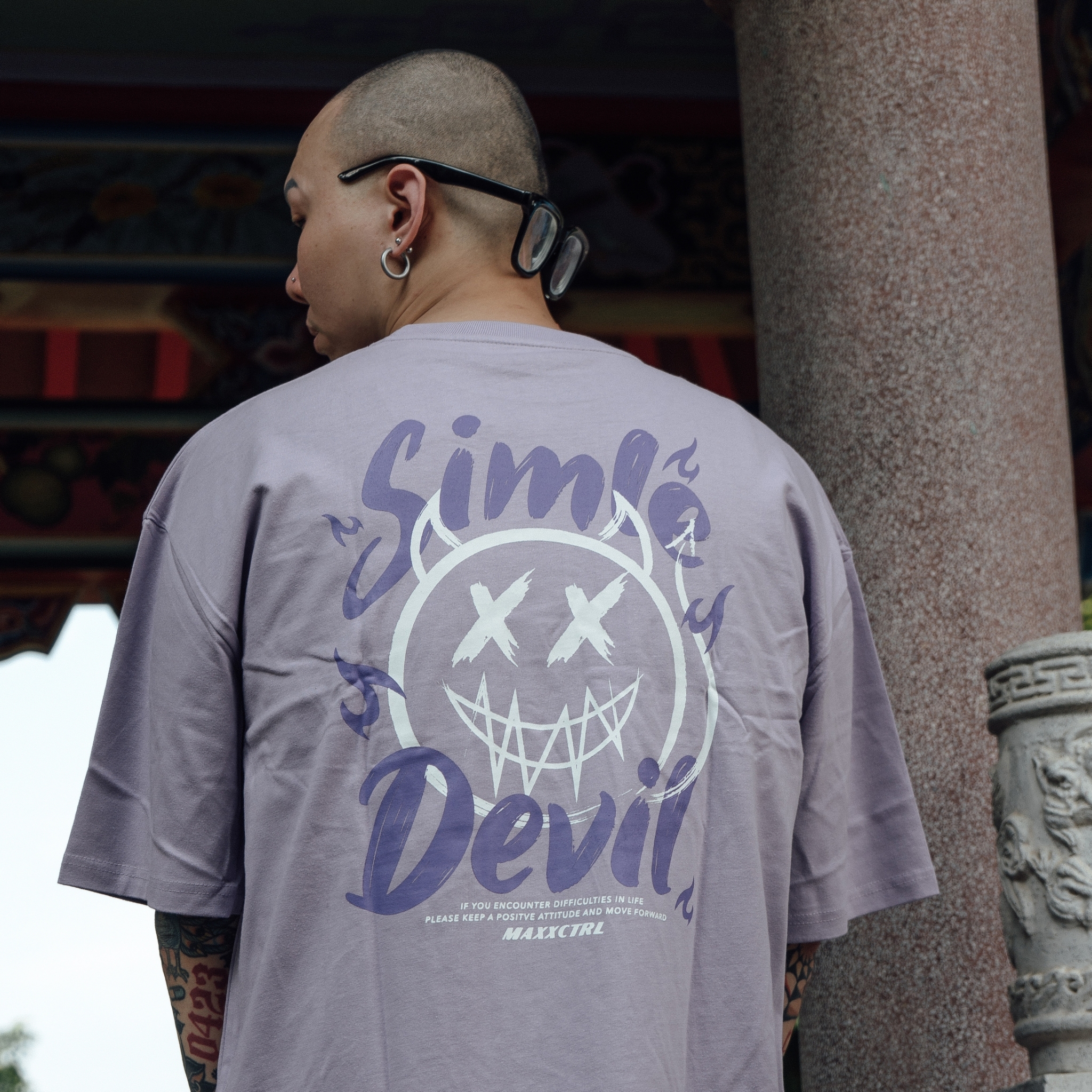 MAXXC 微笑惡魔短T-淡紫