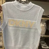 [S] DKNY LOGO CREW NECK POINTELLE STITCH,SKW BL/LT CT KH, DJ5R0650-KX1 (SD1432)