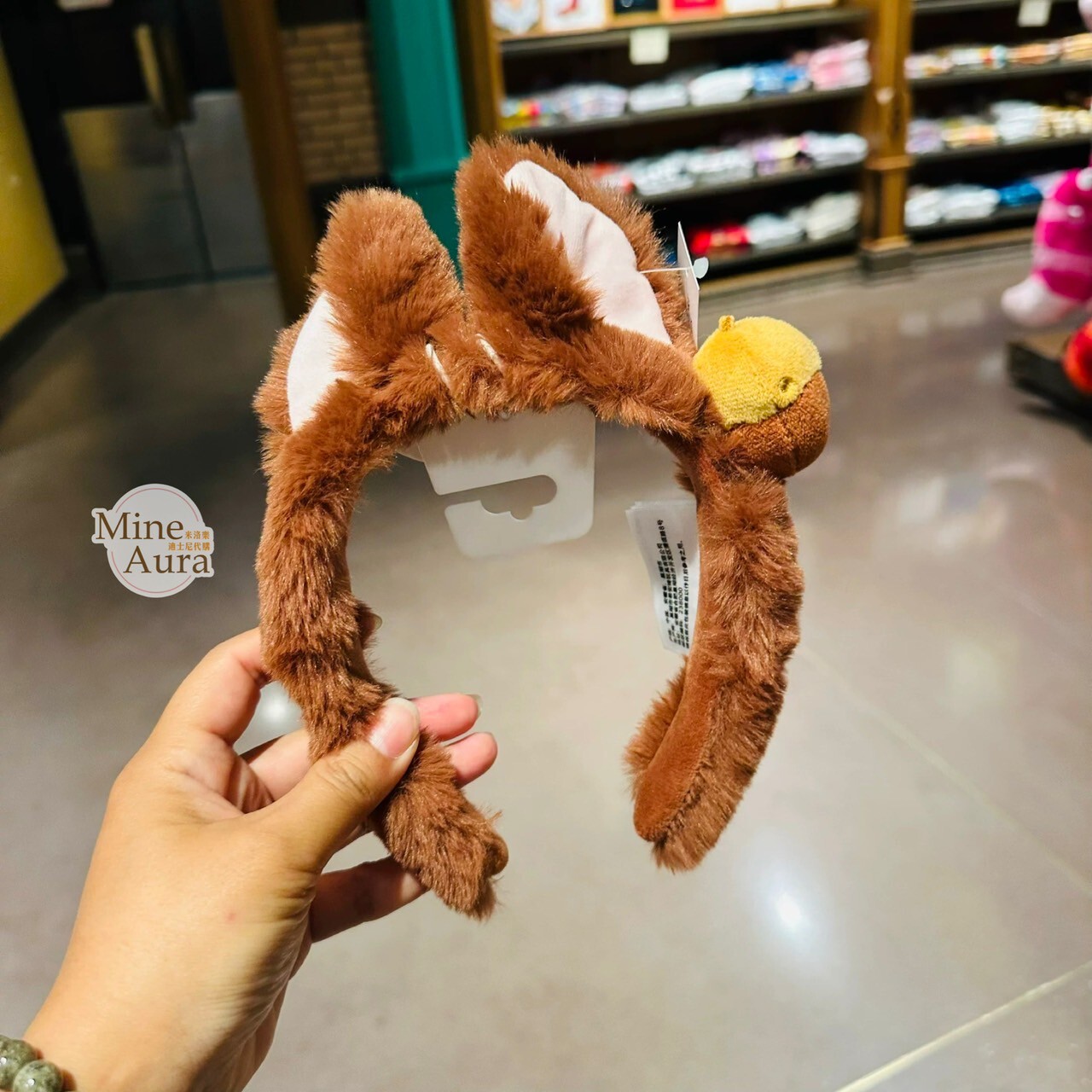 奇奇蒂蒂 Chip 'n Dale 立體耳朵造型 絨毛 髮圈 髮箍 -上海迪士尼樂園
