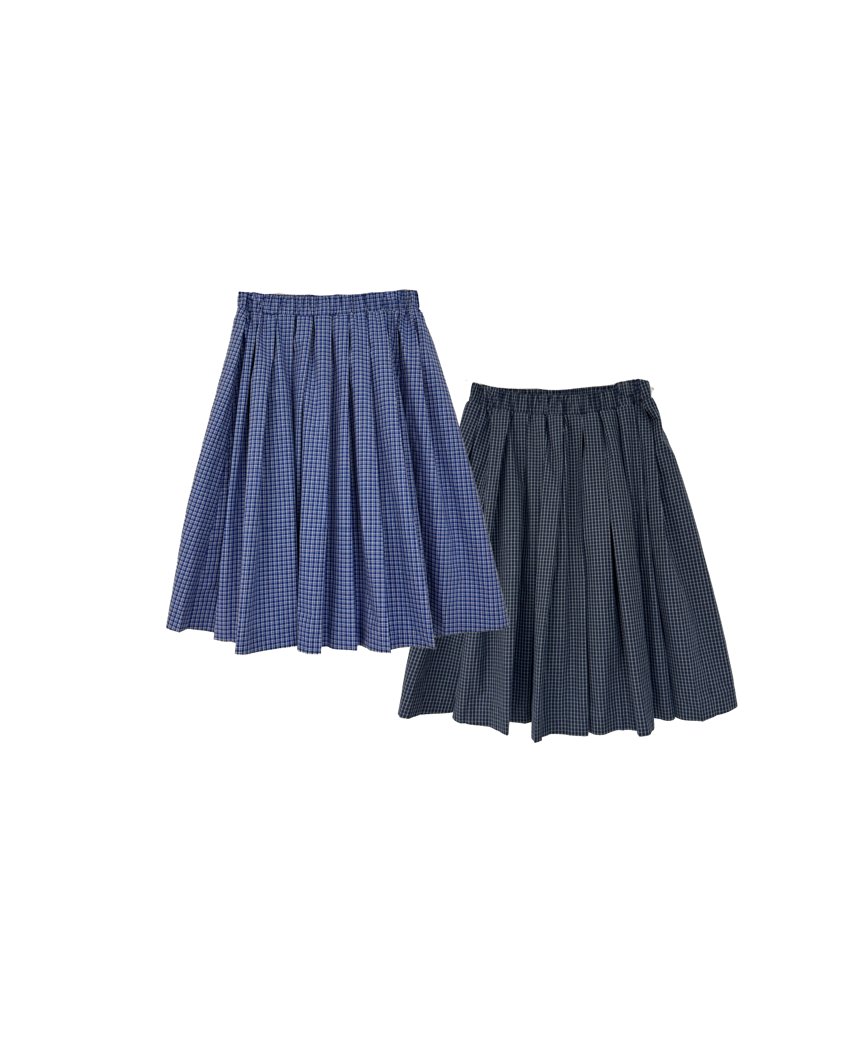 細格全橡筋百褶及膝半裙