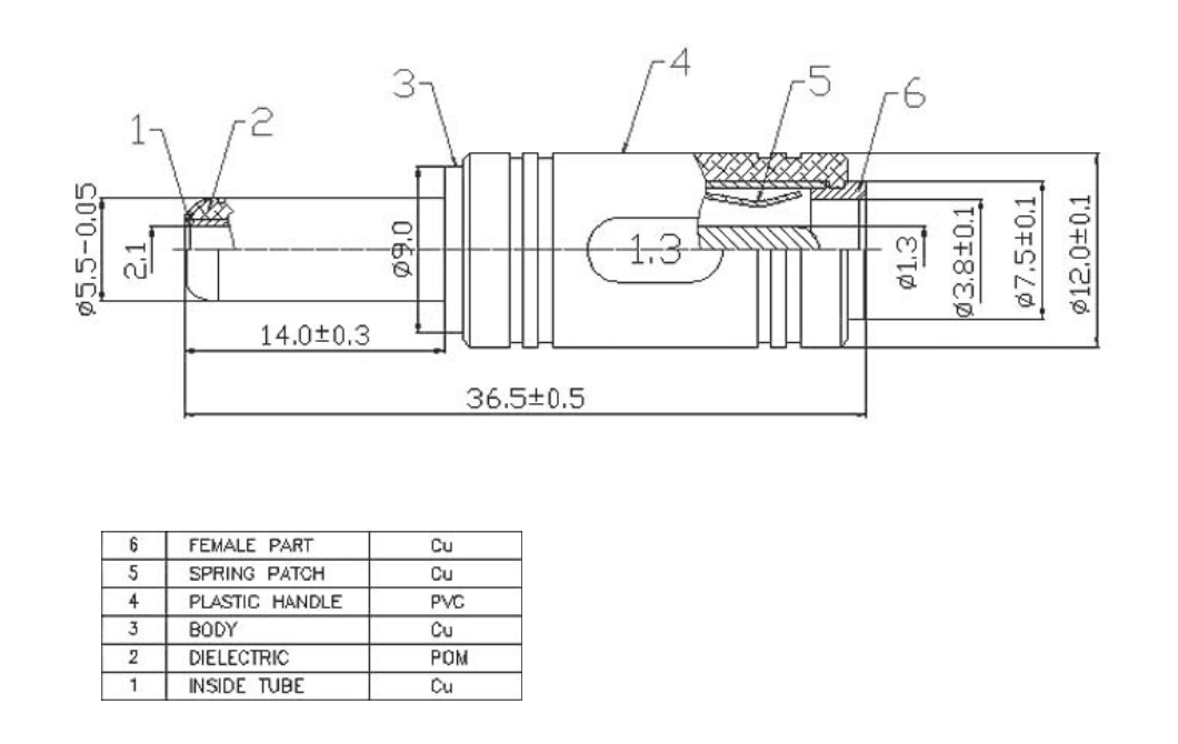 DC頭,2.1公-1.3母,尺寸規格