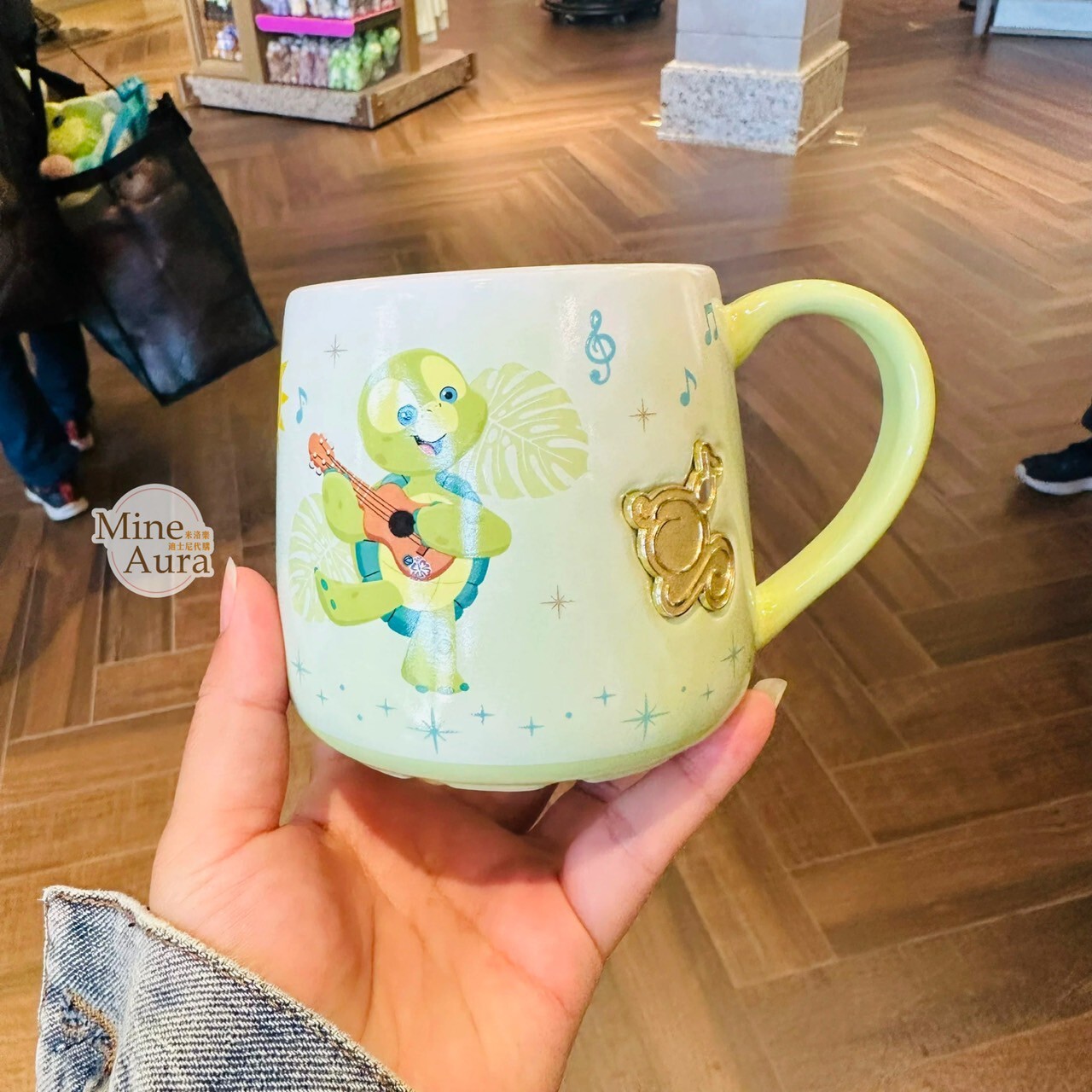 奧樂米拉 海龜 OluMel 金屬浮雕 圖案 陶瓷馬克杯 水杯 -上海迪士尼樂園
