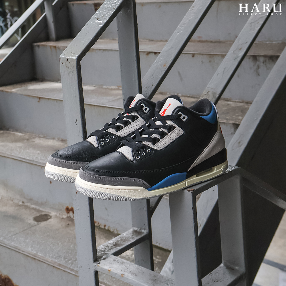 NIKE AIR JORDAN 3 "RARE AIR" AJ3 反轉 NIKE AIR LOGO 黑水泥 黑灰藍 復古休閒鞋 IB8967-004