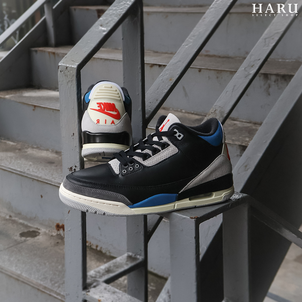 NIKE AIR JORDAN 3 "RARE AIR" AJ3 反轉 NIKE AIR LOGO 黑水泥 黑灰藍 復古休閒鞋 IB8967-004