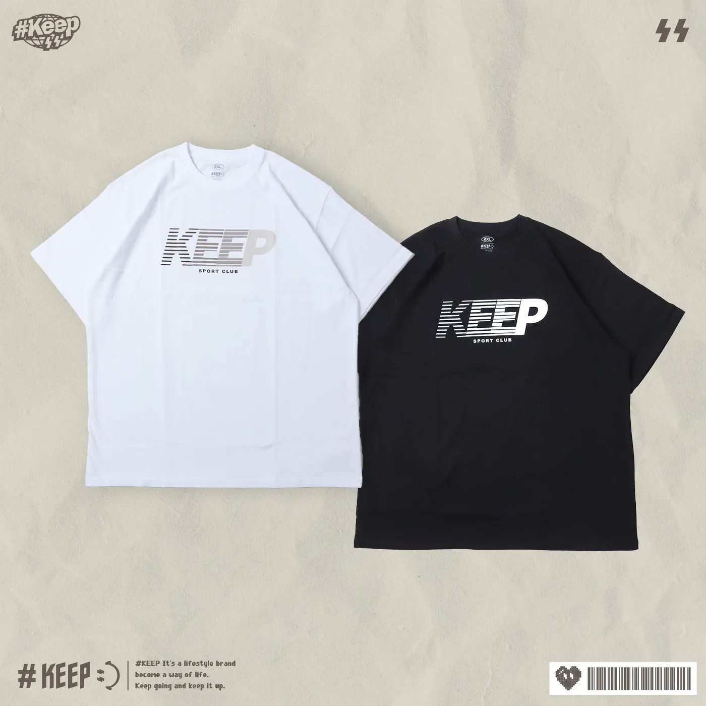 #KEEP MOTION LOGO TEE 白色 黑色 印花 漸層 休閒 保持運動字母 短TEE【KS293】