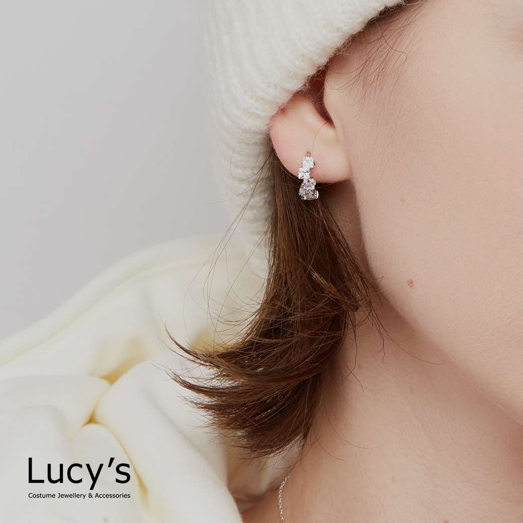 晶漾方塊 易扣耳環 (二色) (121053/121054)