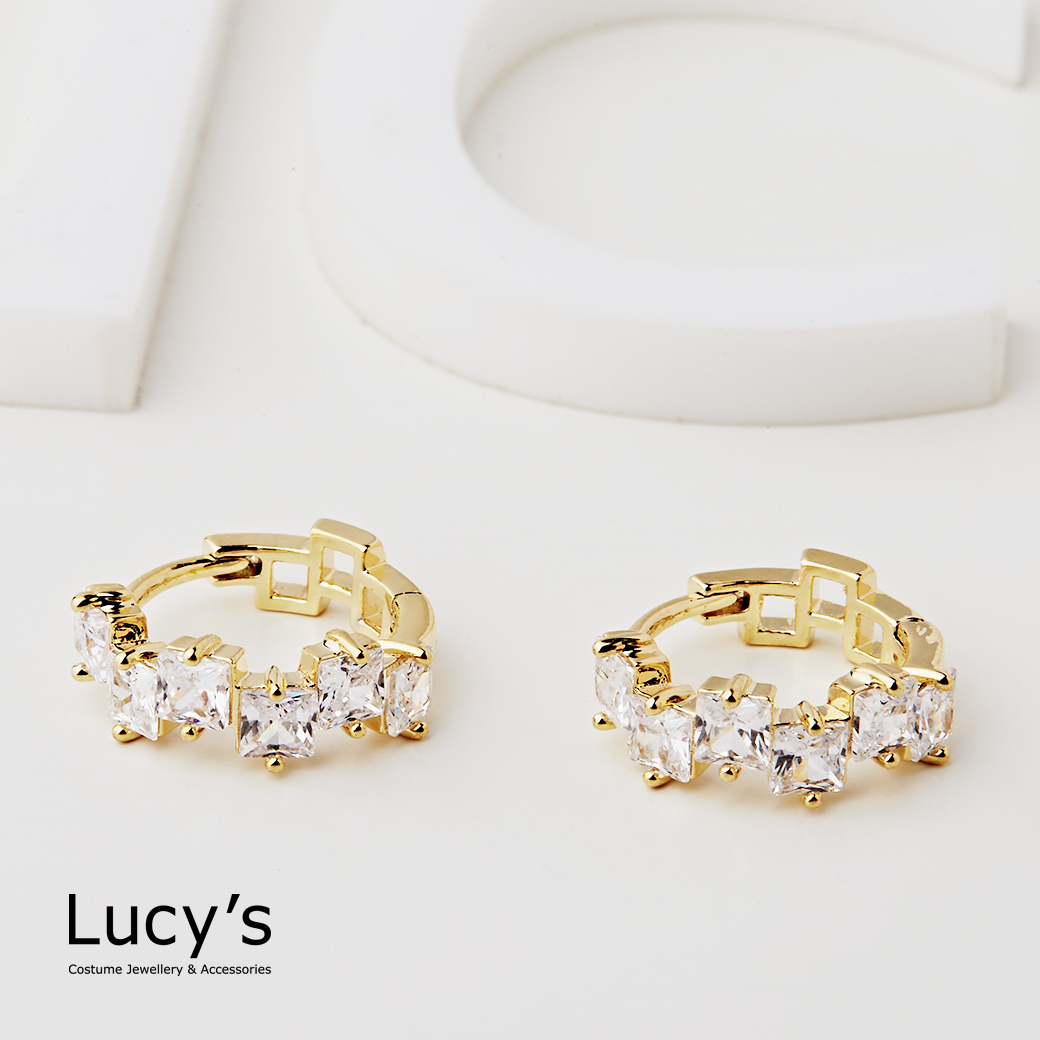 晶漾方塊 易扣耳環 (二色) (121053/121054)