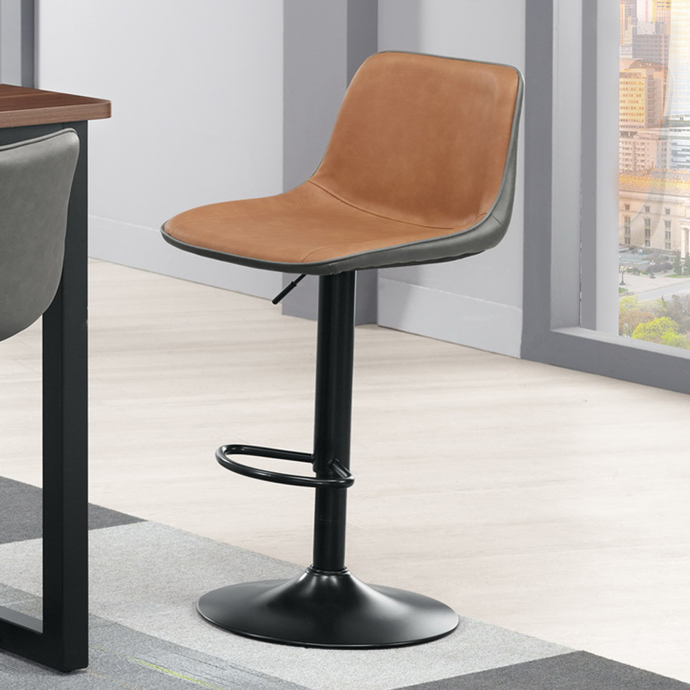 維拉爾工業風皮面升降吧台椅/休閒吧檯高腳椅/工作椅/酒吧椅/櫃台椅(兩色可選)