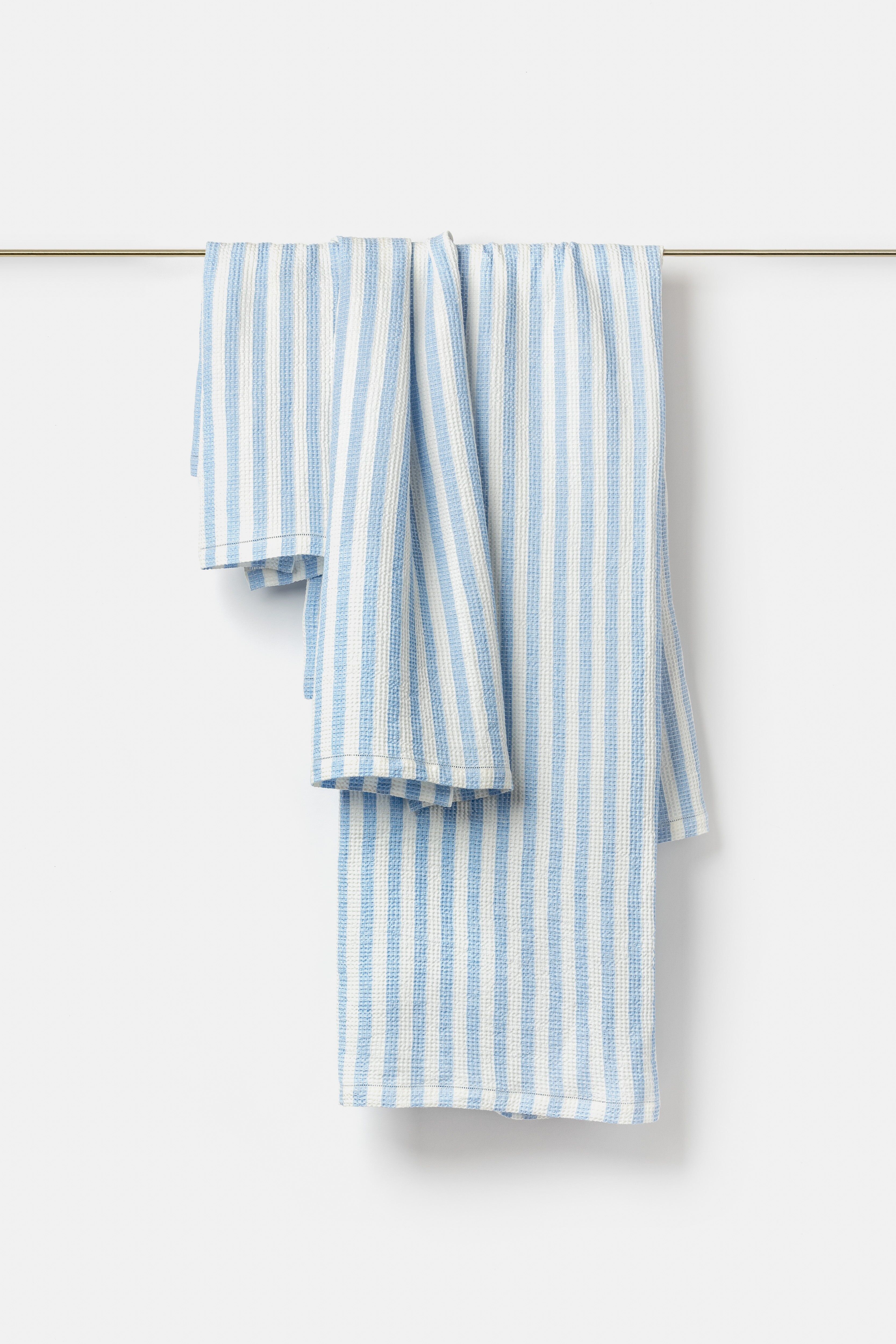 Montecatini 蜂巢條紋手巾＿雪白/加爾達藍