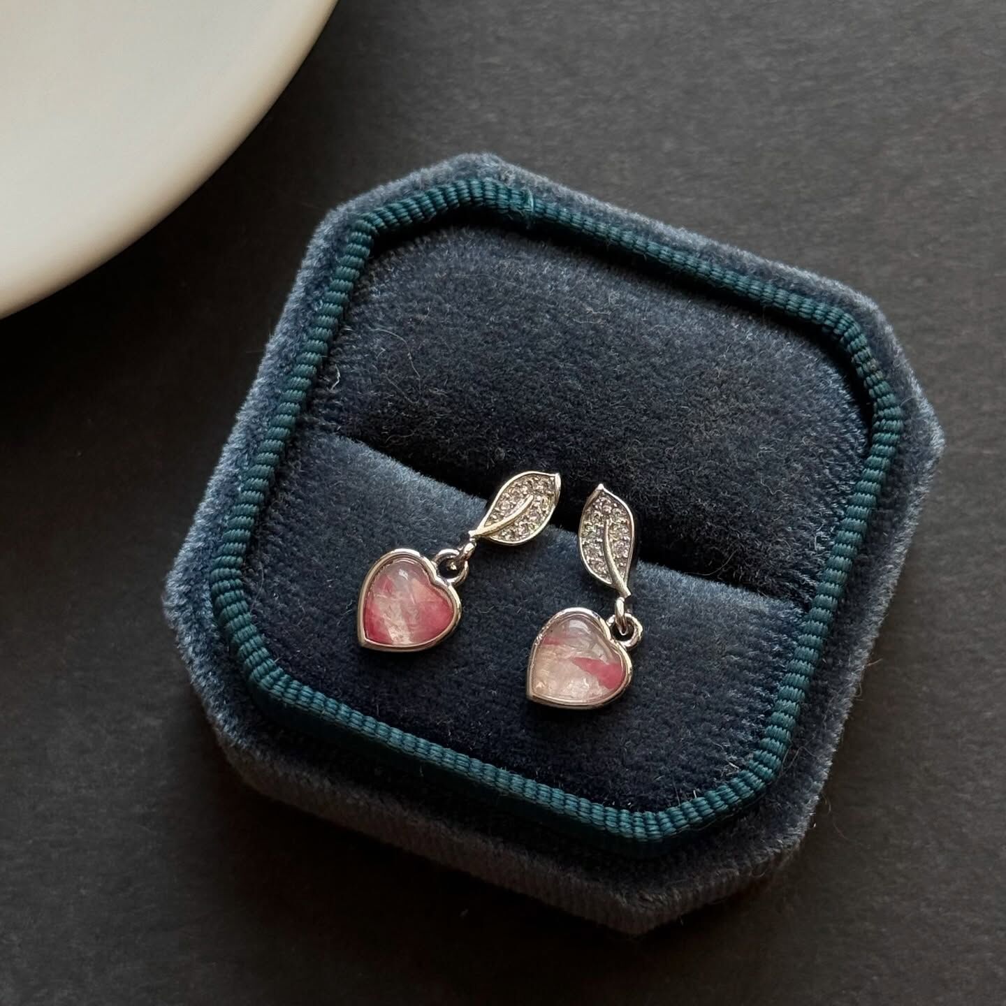 [原石] 櫻花雨薔薇輝石 925銀耳環