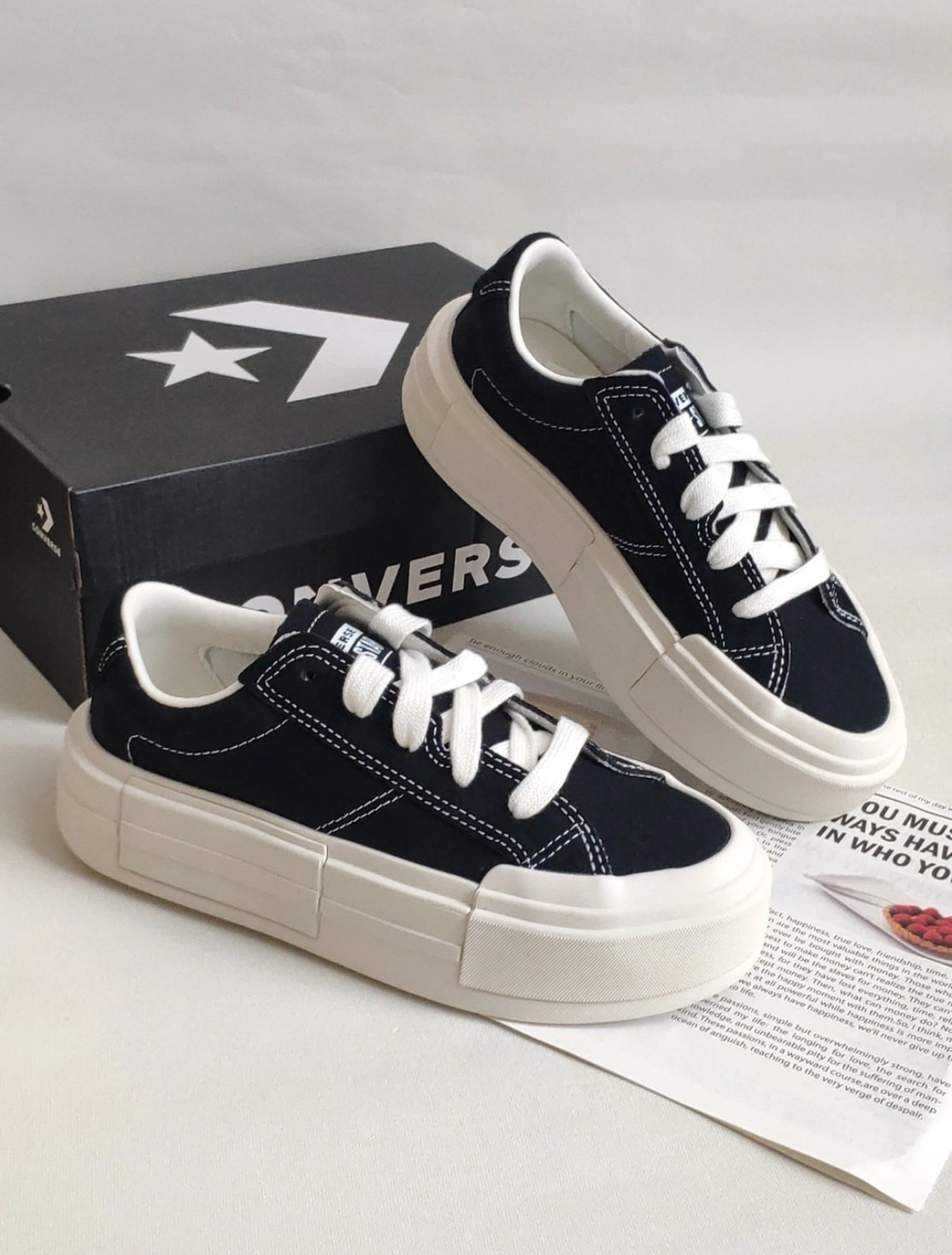 Converse All Star Chuck Taylor Cruise Low Egret 黑 厚底增高 帆布鞋 A08789C