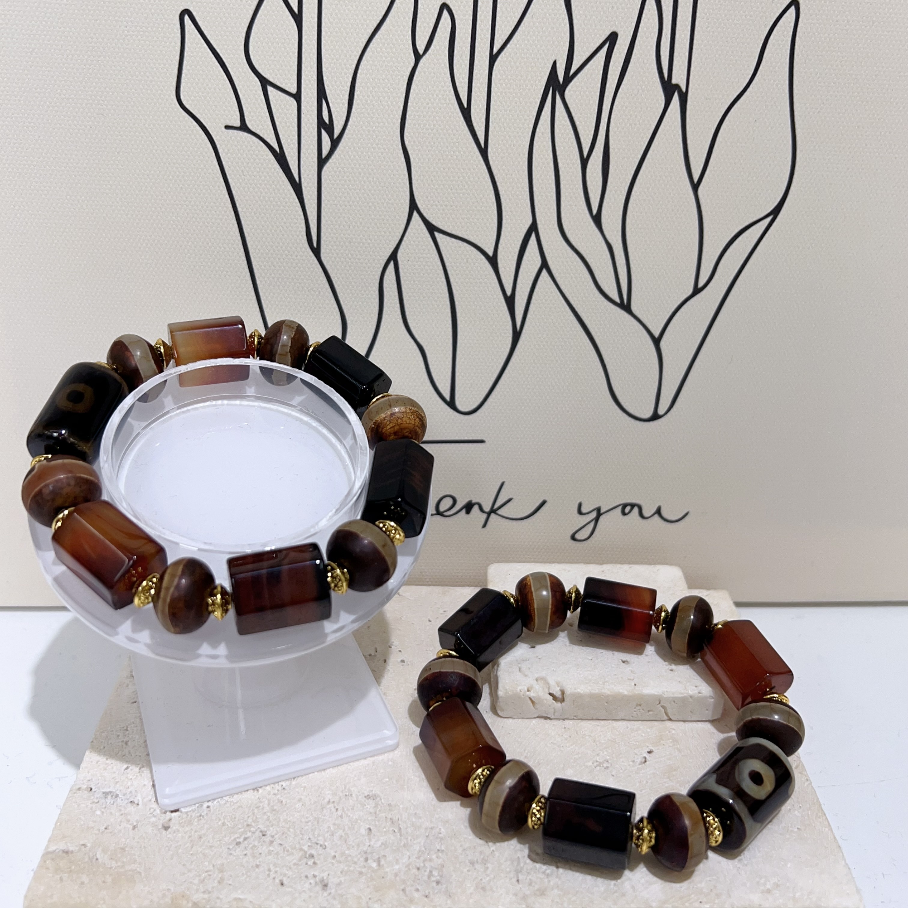 黑金多寶瑪瑙天珠手串