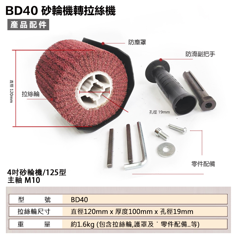 附發票｜BD40｜砂輪機轉拉絲機 4吋角磨機改裝小型手提式金屬打磨 角磨機改拉絲機 砂輪機 角磨機