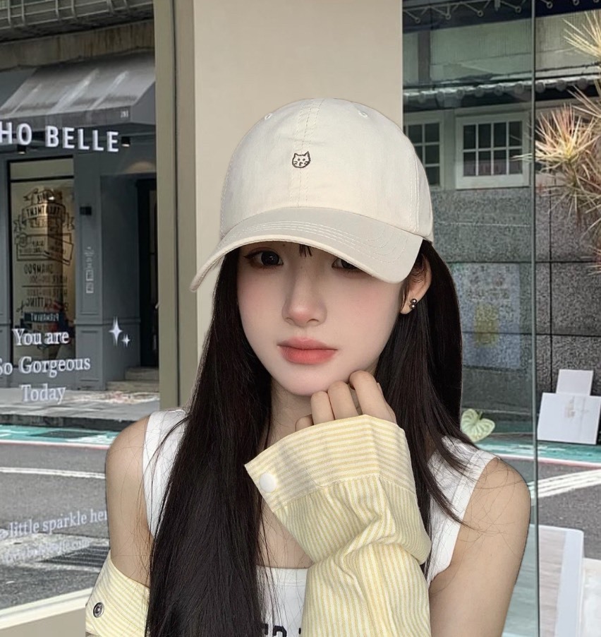 小貓臉刺繡老帽/三色