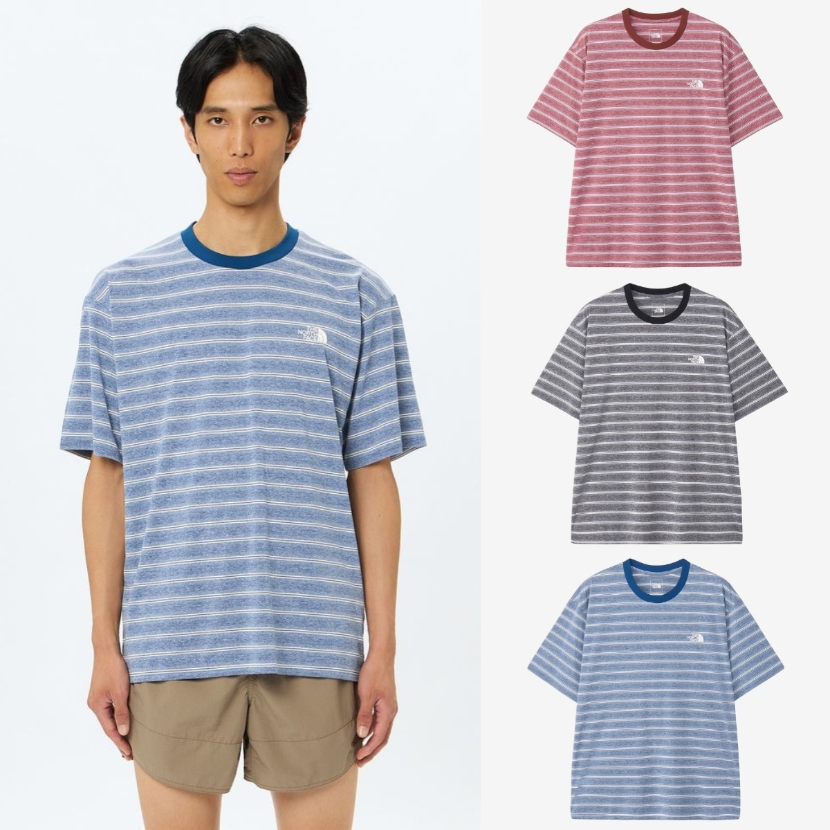 預購┃日本 中性款 THE NORTH FACE Free Run Border Crew 吸汗 速乾 條紋 短T