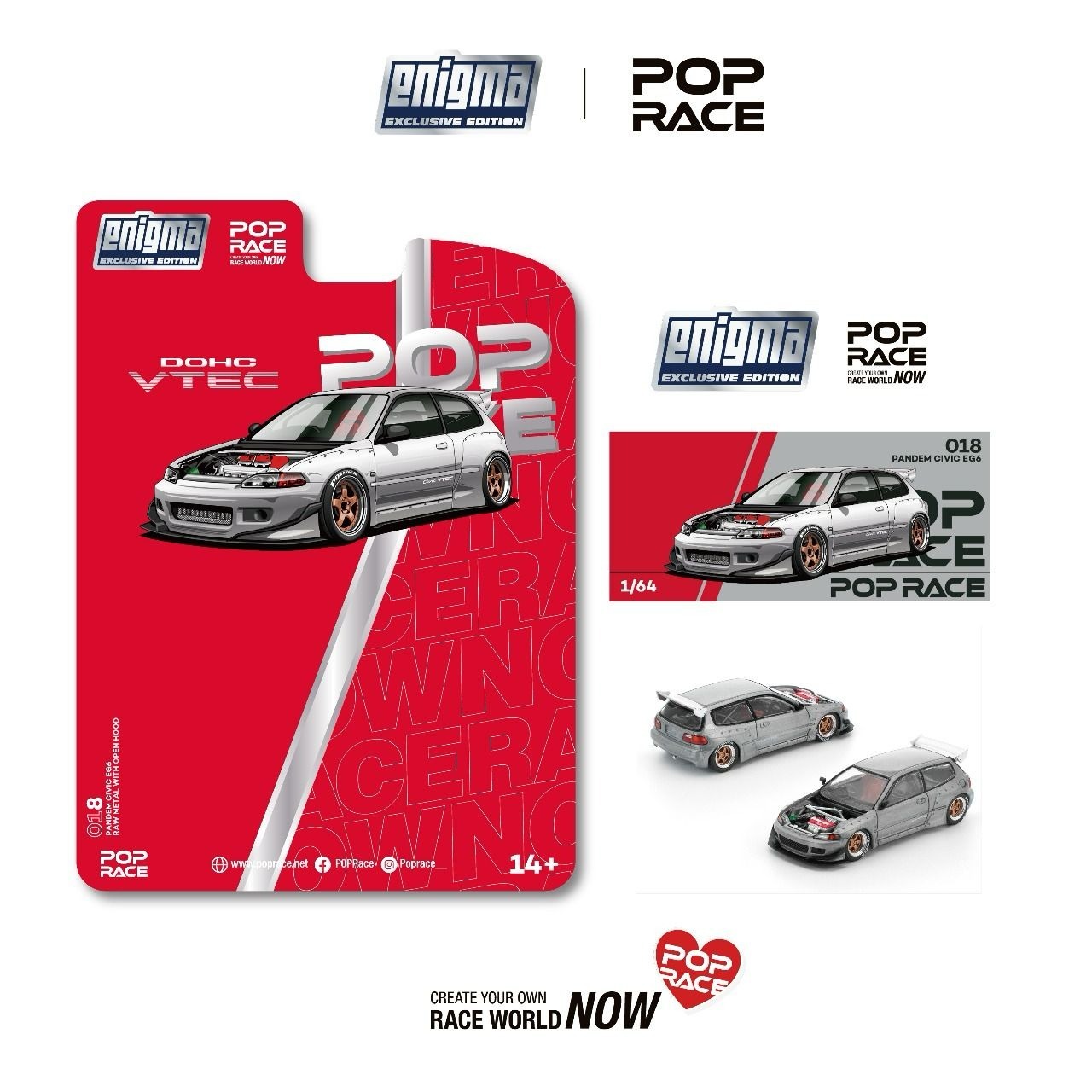 【預訂】Pop Race Pandem Civic EG6 Raw Metal