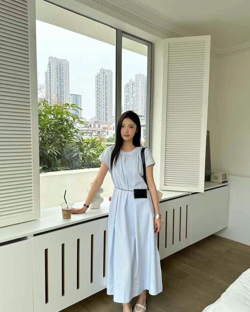 氣質圓領小包繫帶連身洋裝