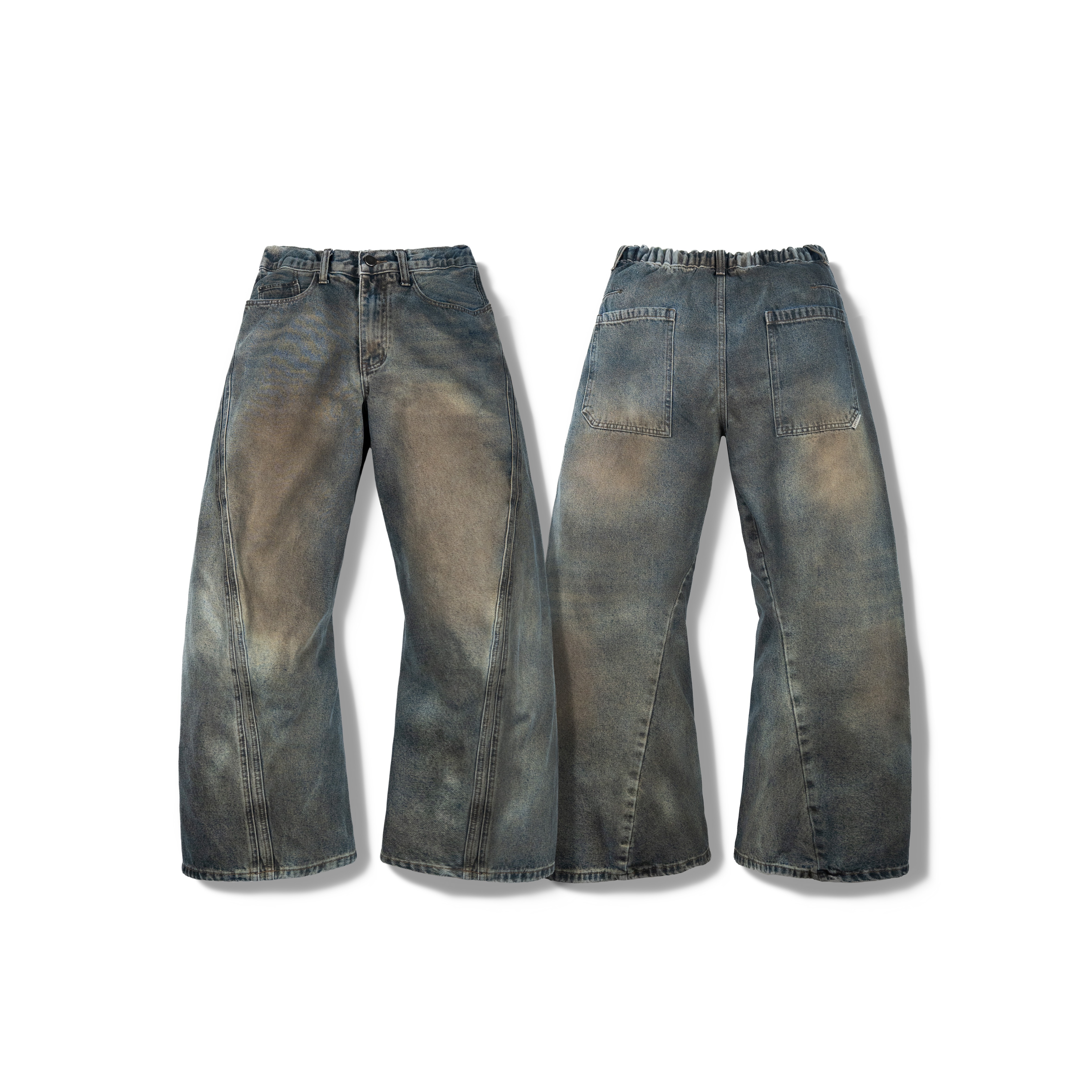 ORDINARY 3D彎刀泥污牛仔褲