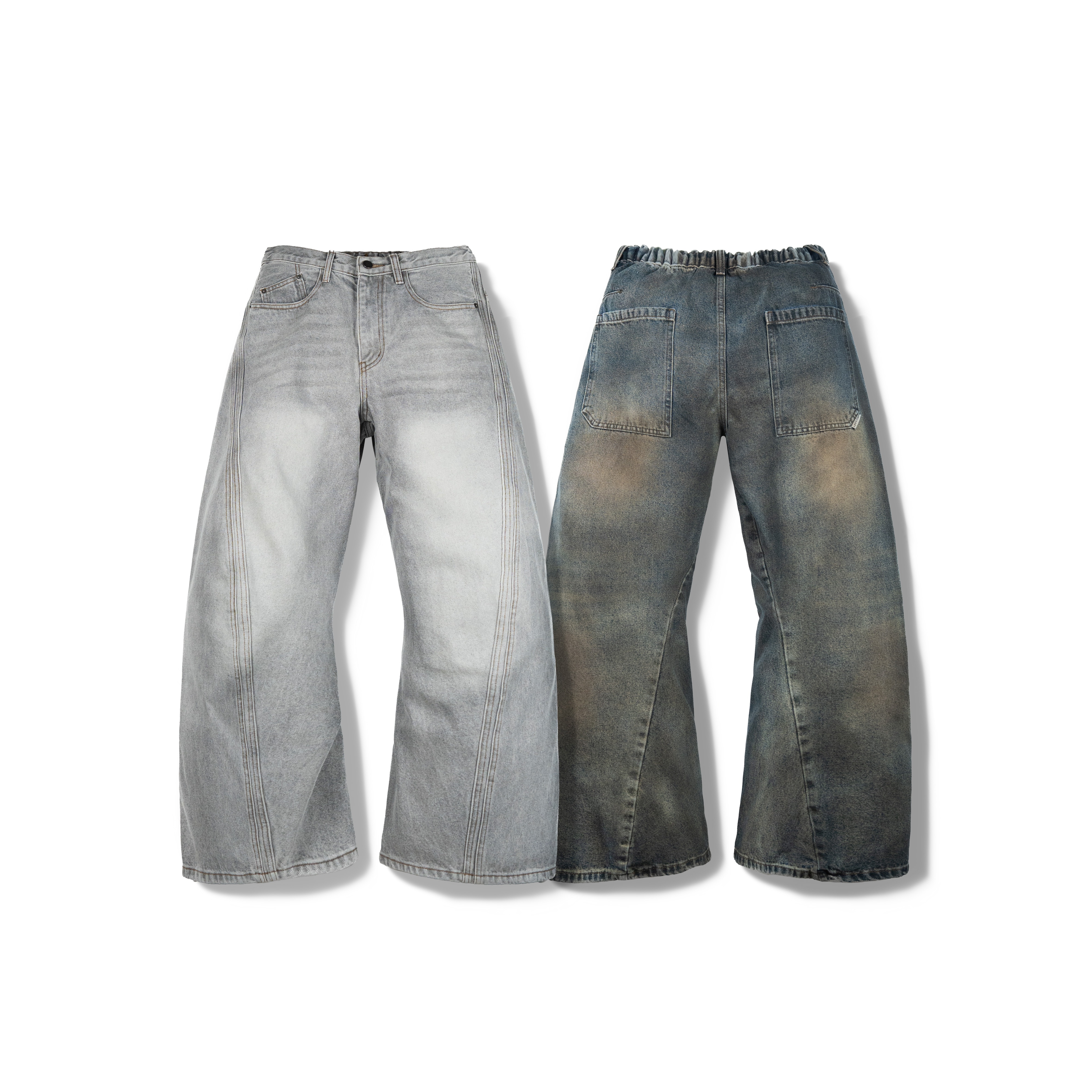 ORDINARY 3D彎刀泥污牛仔褲