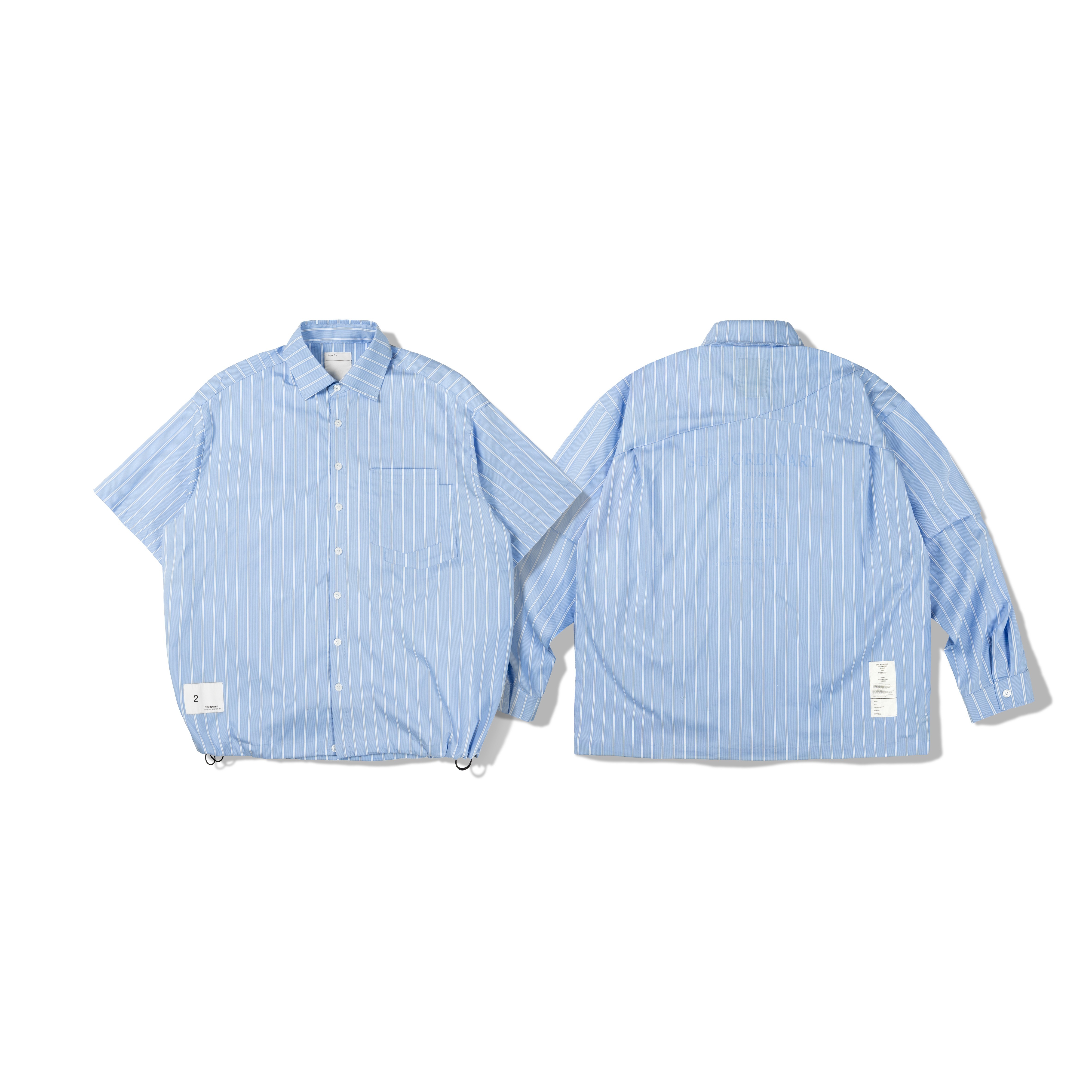 ORDINARY 不對稱可拆直紋襯衫