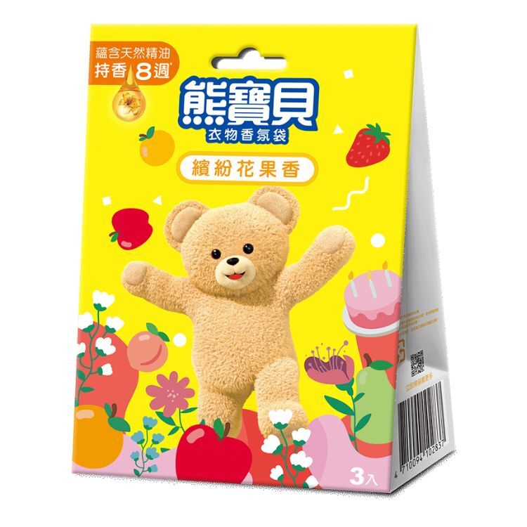 （箱購）熊寶貝香氛袋-繽紛花果(7Gx3片)x10盒