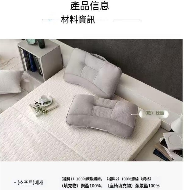 (3080)韓國連線 - 3 Fit(軟)助眠枕灰色 (58*40/924KG )